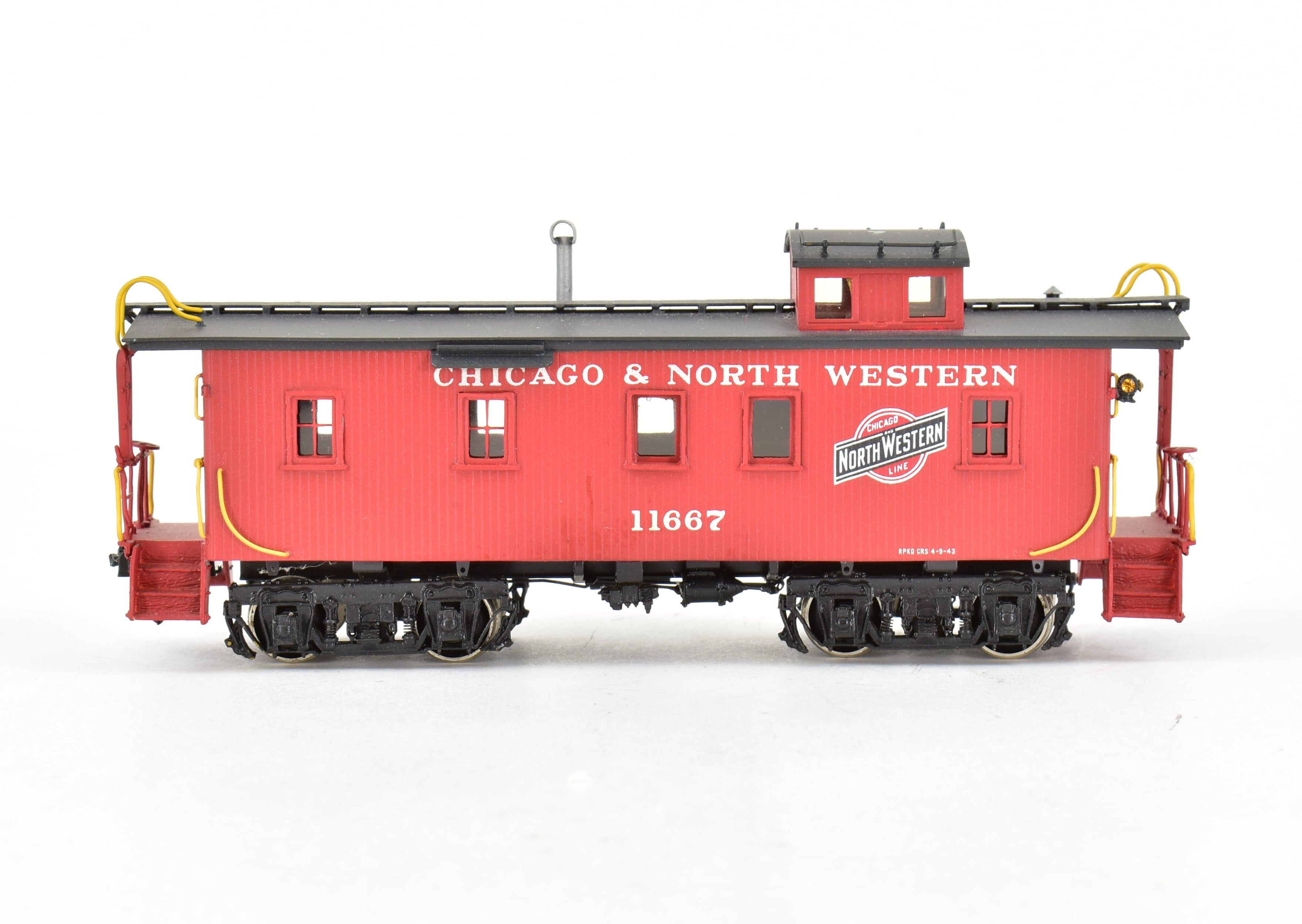 HO Scale Brass Chicago & North Western (C&NW) Wood Caboose with Number Board Version CP by Overland Models, Inc. (OMI)