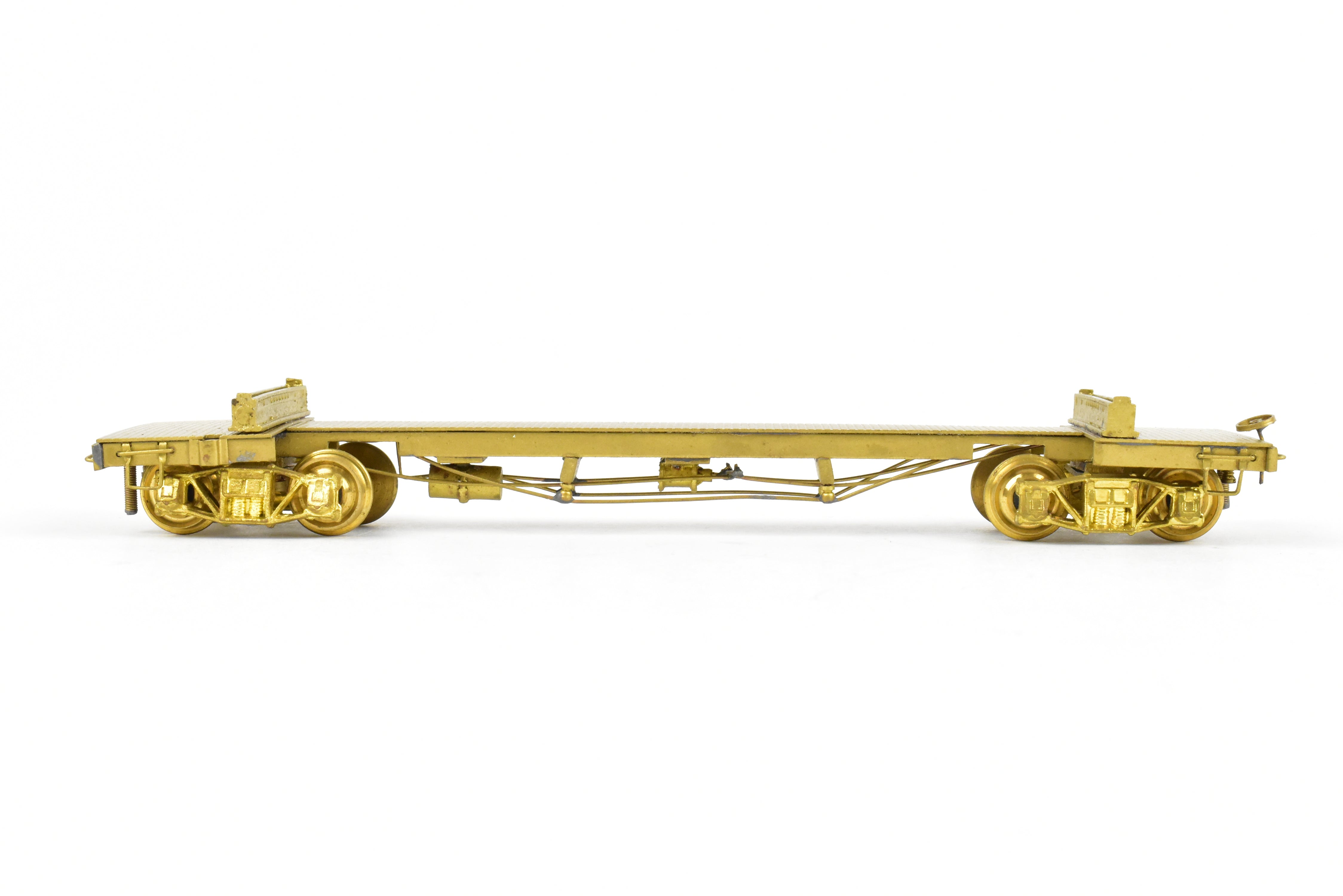 HO Scale Brass Model Train Log Car by Far East Distributors - Northern Pacific 41-Foot Log Car with Seattle Car & Foundry Archbar Trucks