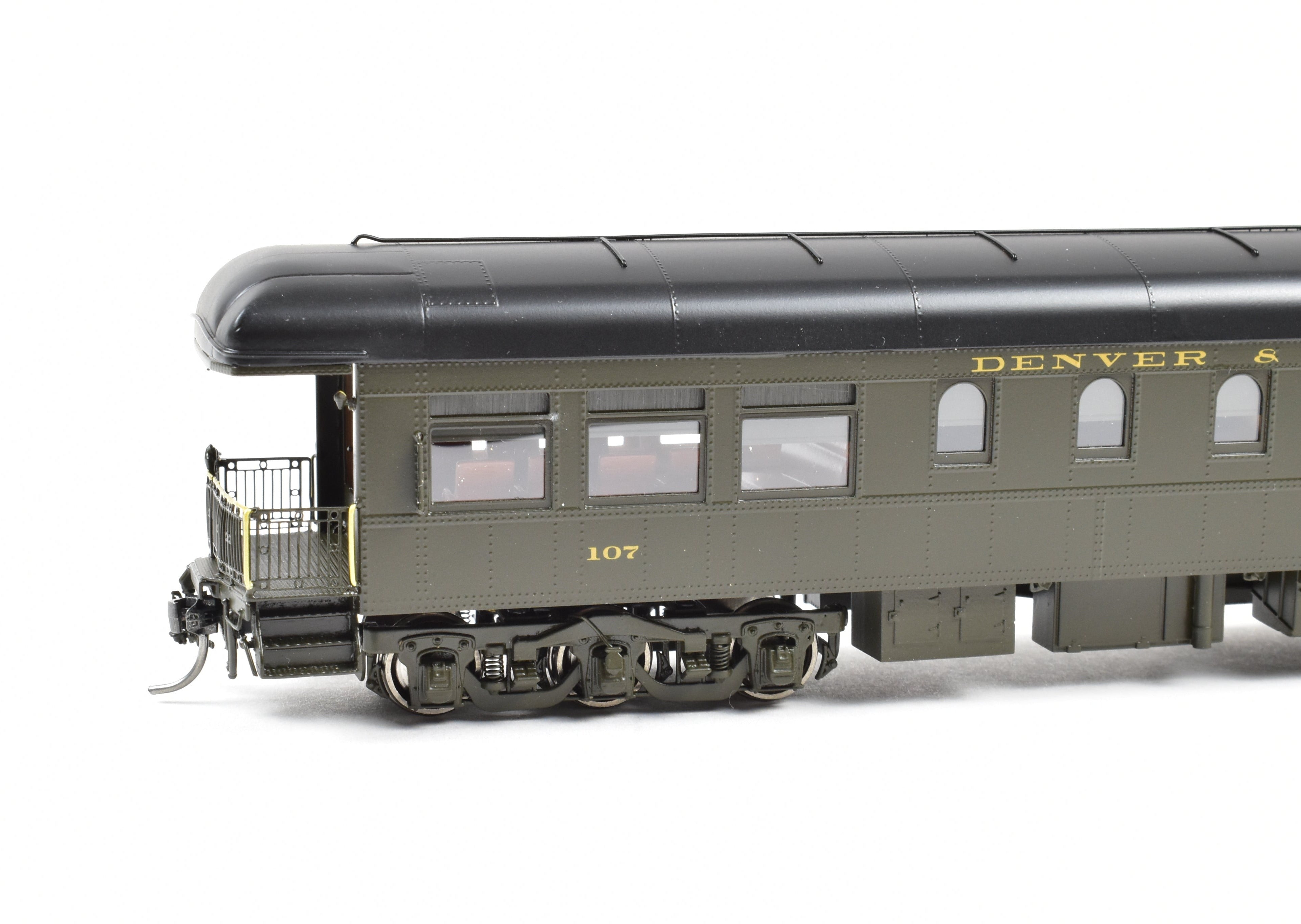 HO NEW Brass North Bank Line D&RGW 107 Business Car in Pullman Green (1951 - 1955)