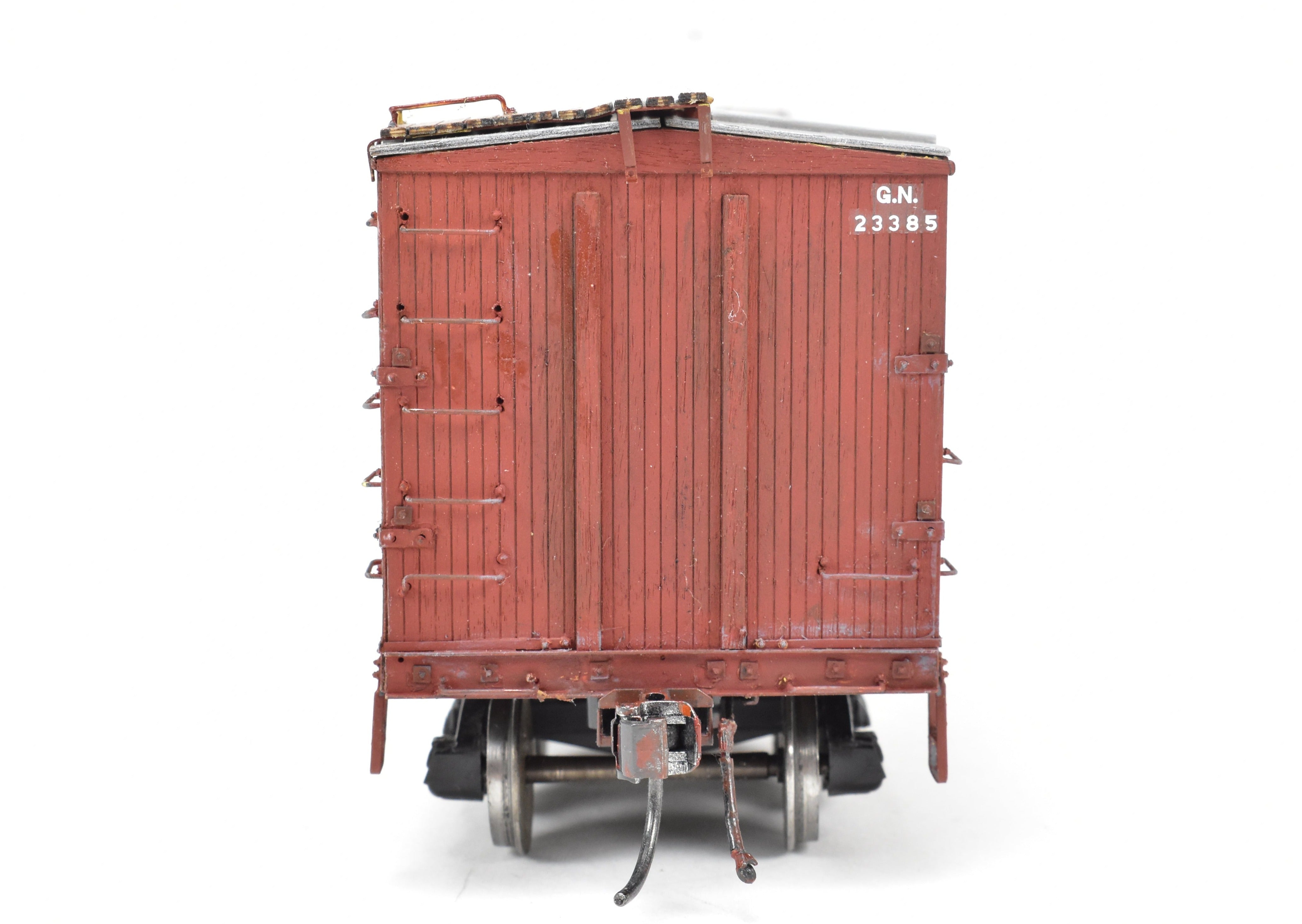 O Scale GN Great Northern 40' Truss Rod Pro - Built Painted Wood & Brass Boxcar Kit 403221