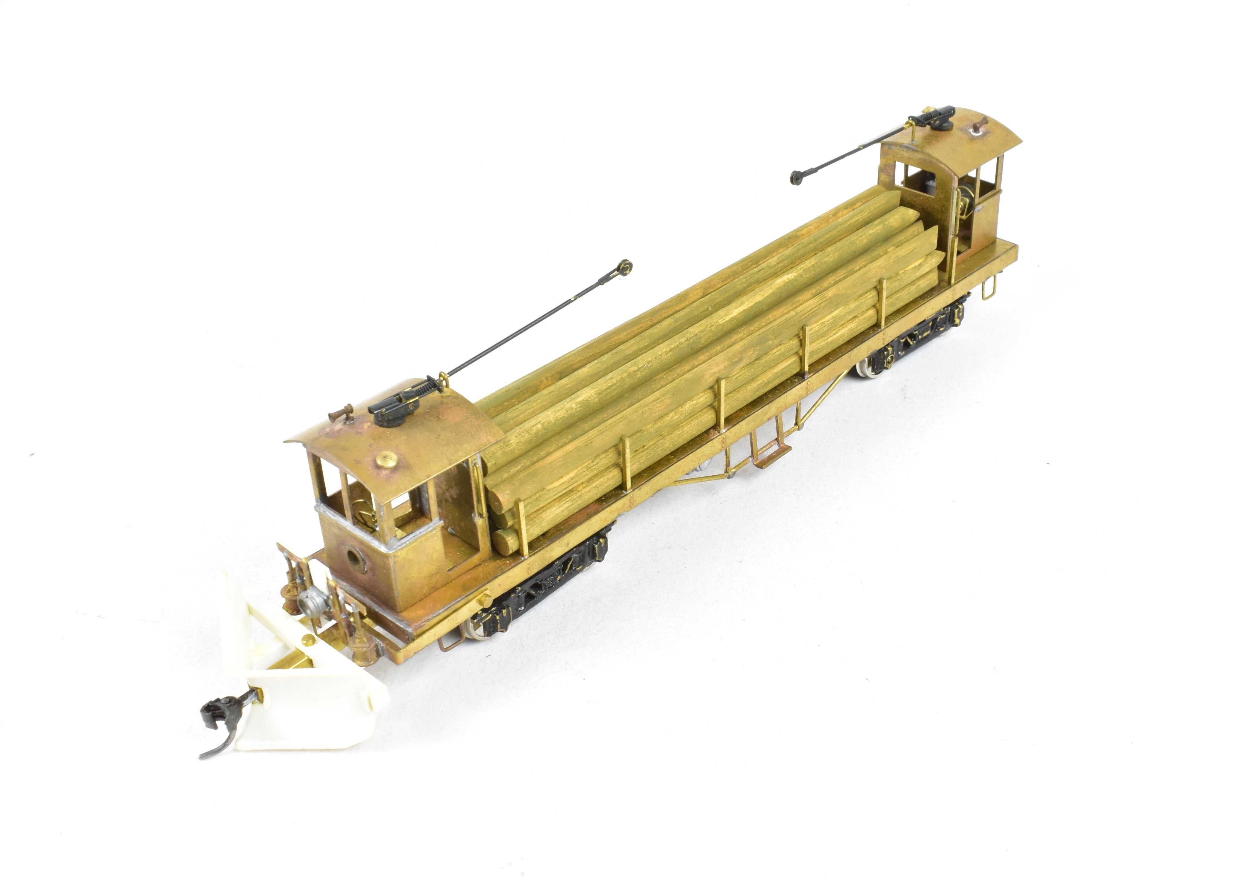 Custom - Built HO Scale Brass Traction Line Pole Car with Load from an Unknown Japanese Importer