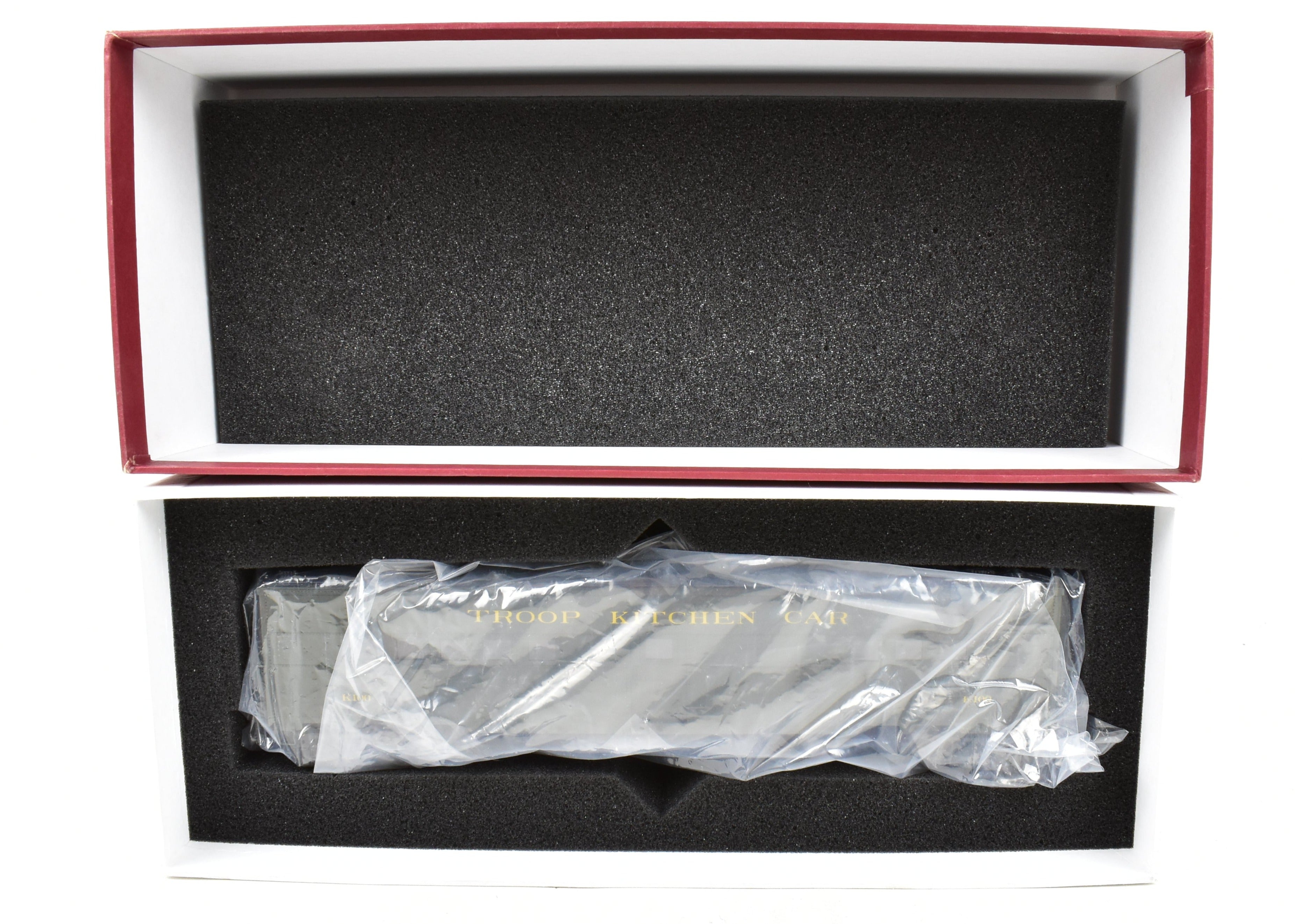 Steam Brass Pullman Troop Kitchen Car FP K100 Model by River Raisin, Ideal for Model Train Enthusiasts