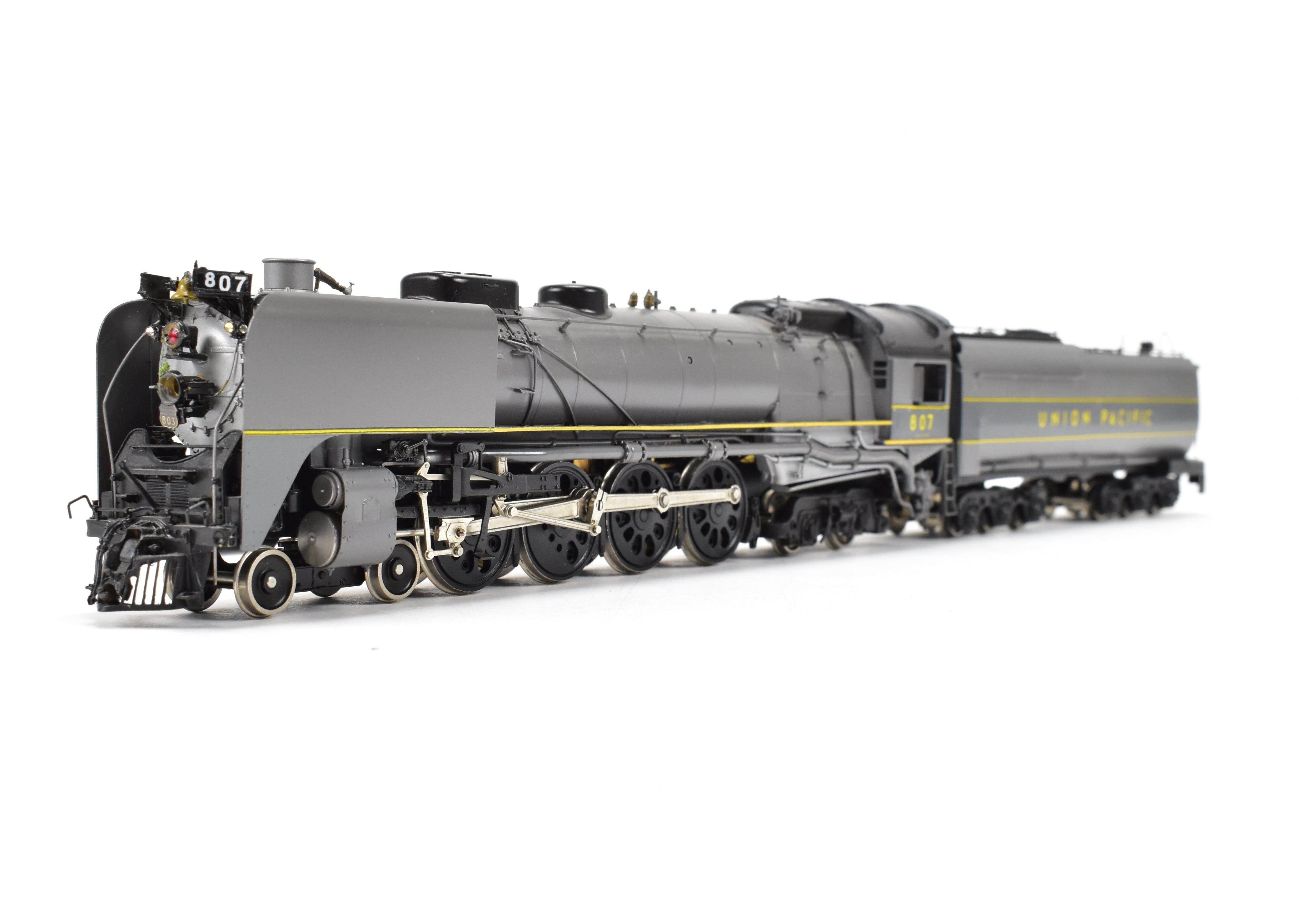 HO Scale Brass PFM - United Model Train - Union Pacific 4-8-4 Modern FEF-1 with Two-Tone Grey and Yellow Custom Paint, Run Number 807 from 1981