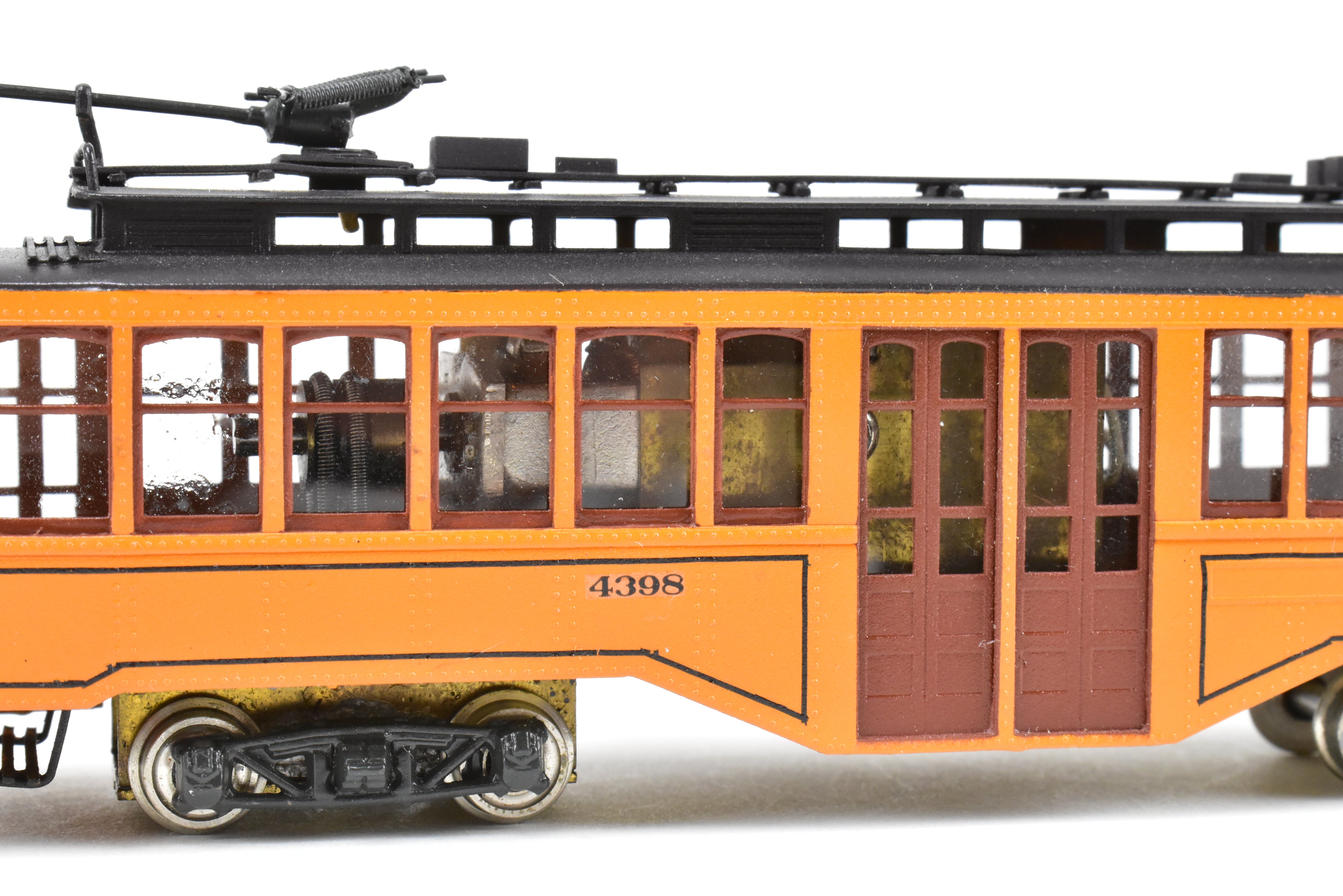 HO Scale Brass Custom-Painted Double-Ended Pittsburgh Railway Co. Jones Trolley Car #4398