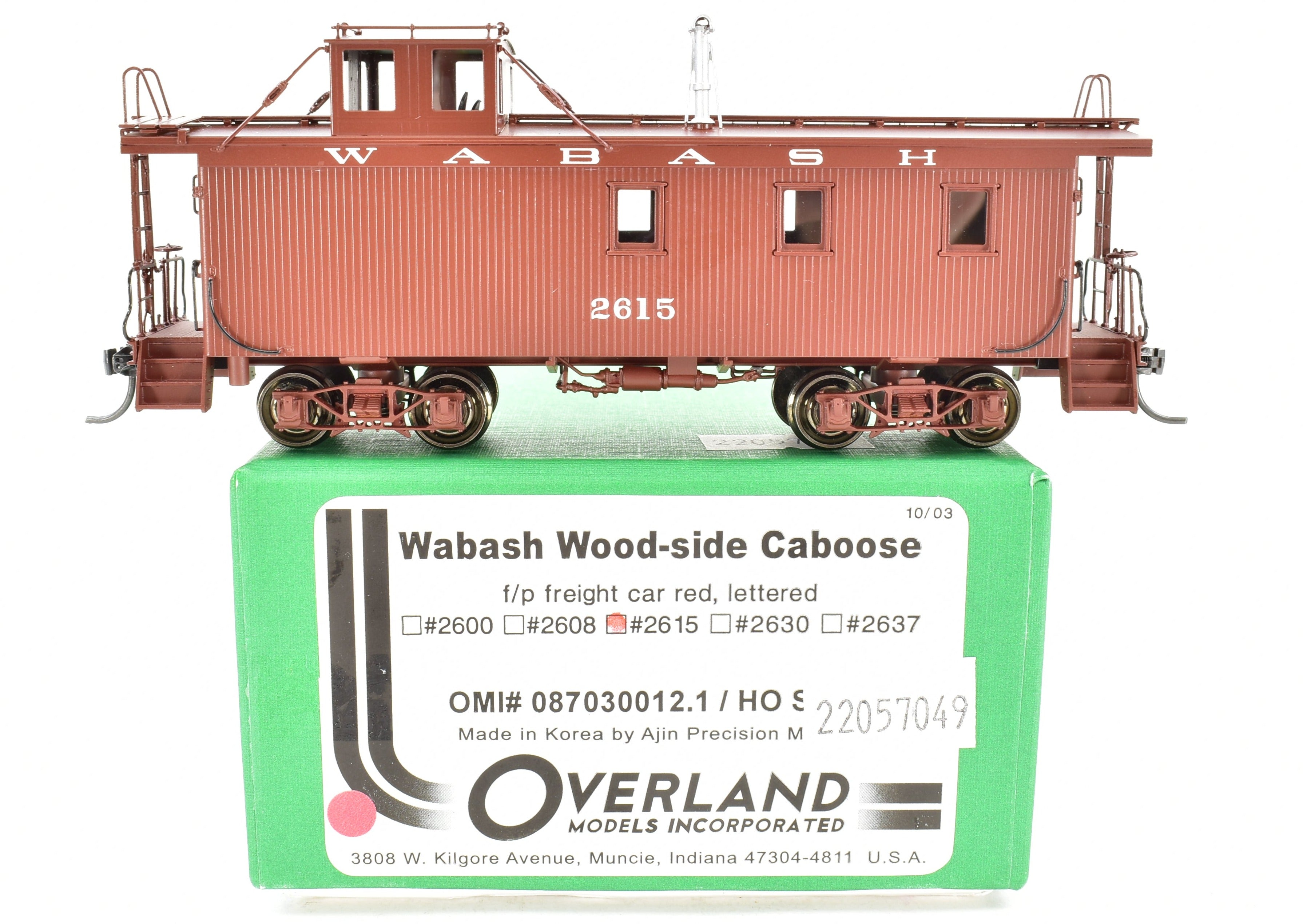 HO Scale Brass Wabash Wood Side Caboose FP #2615 by OMI Overland Models