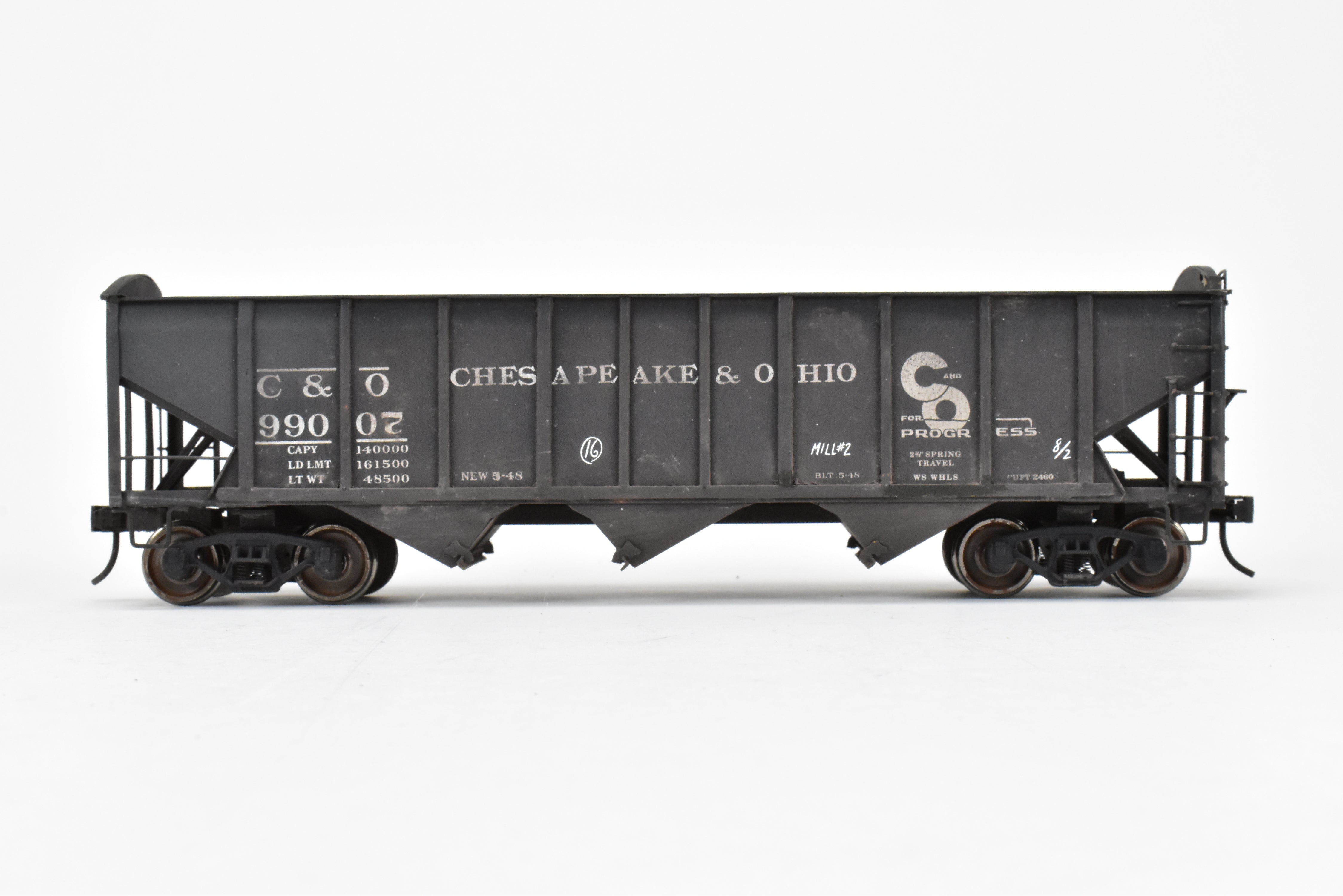 O Scale Custom Painted Brass US Hobbies C&O Triple Hopper #99007, No Box