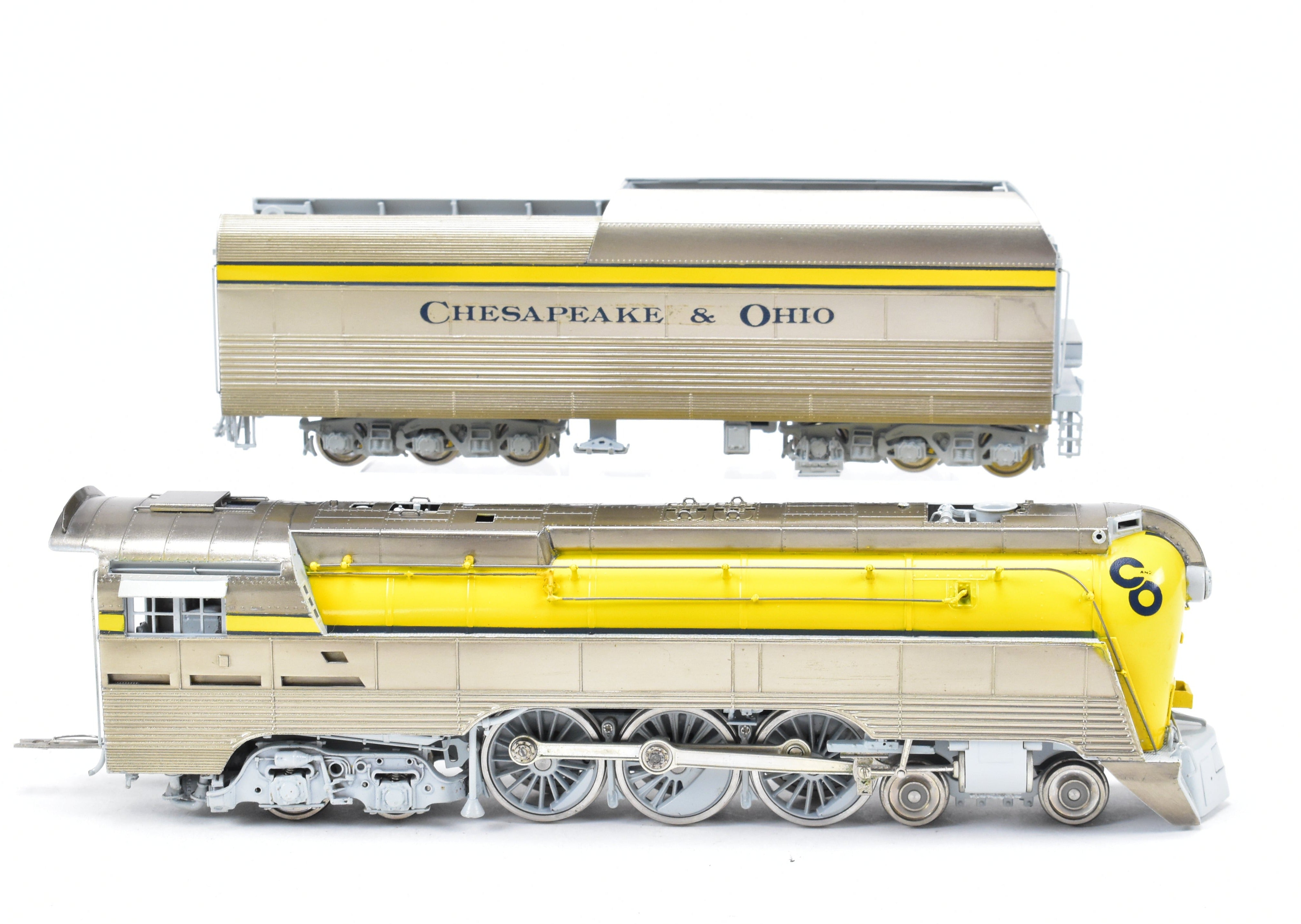 HO Scale Brass Model Train - Precision Scale Co. Chesapeake & Ohio Class L-1 Streamlined 4-6-4 Hudson FP in Stunning Yellow Color