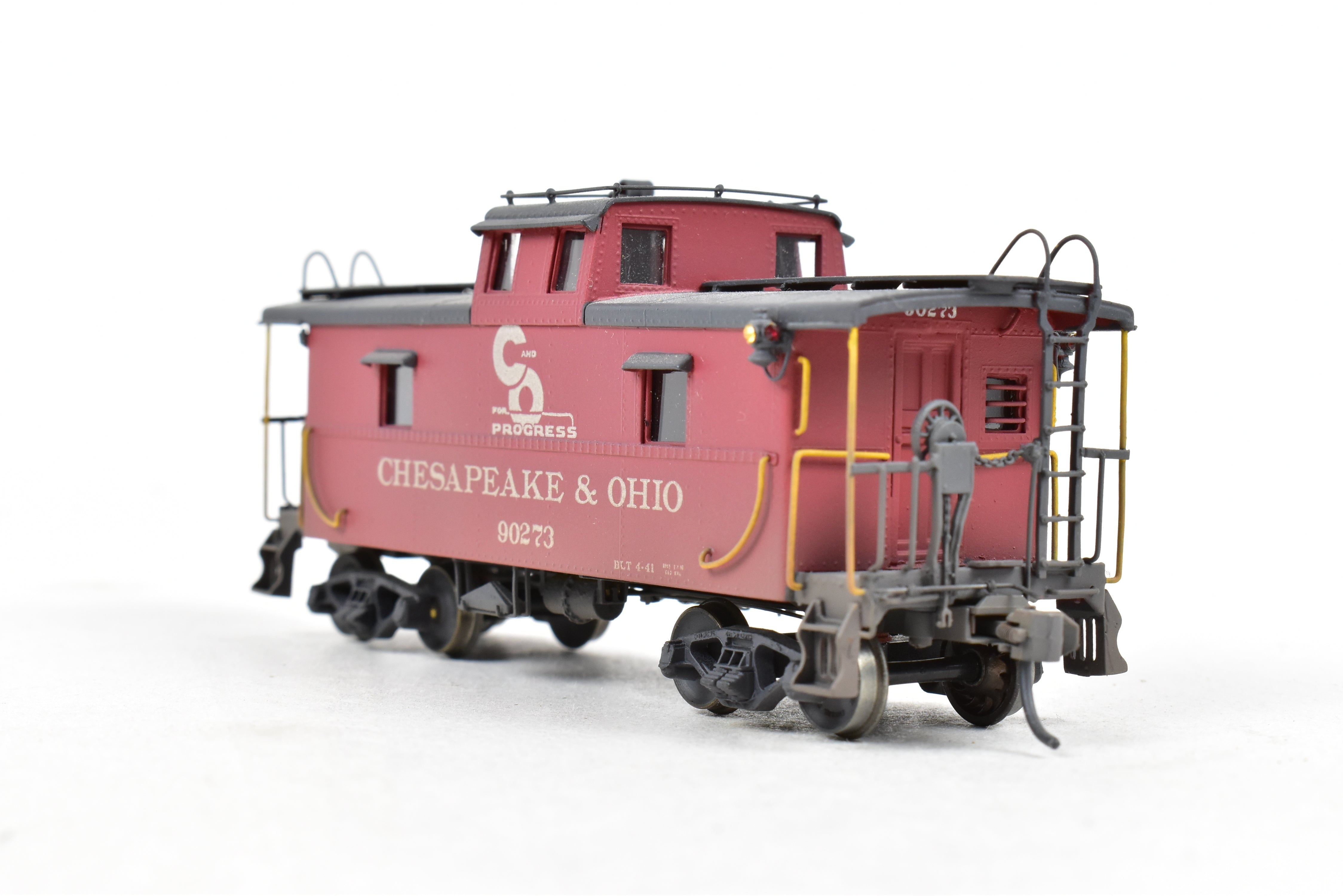 HO Scale Brass OMI - Overland Models, Inc. Chesapeake & Ohio (C&O) Steel Caboose from #90200 - 90299 Series, Custom - Painted and Weathered No. 90273 Model Train Collectible