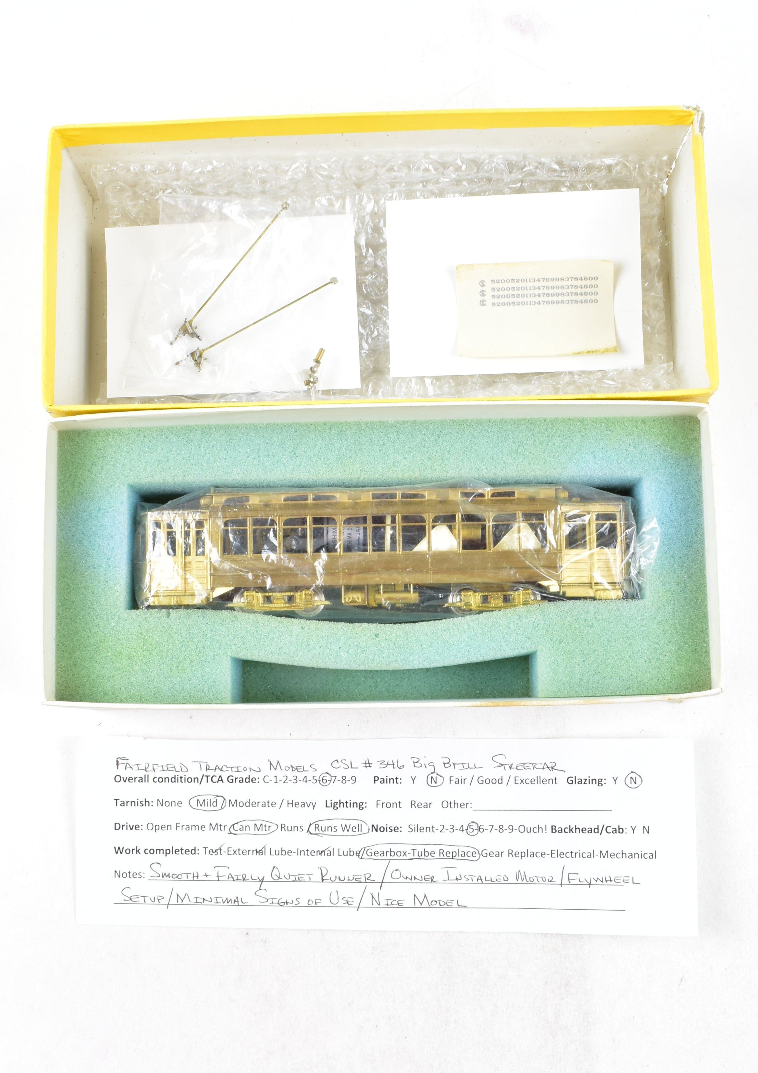 HO Scale Brass Fairfield 346 CSL Chicago Surface Lines Big Brill Car
