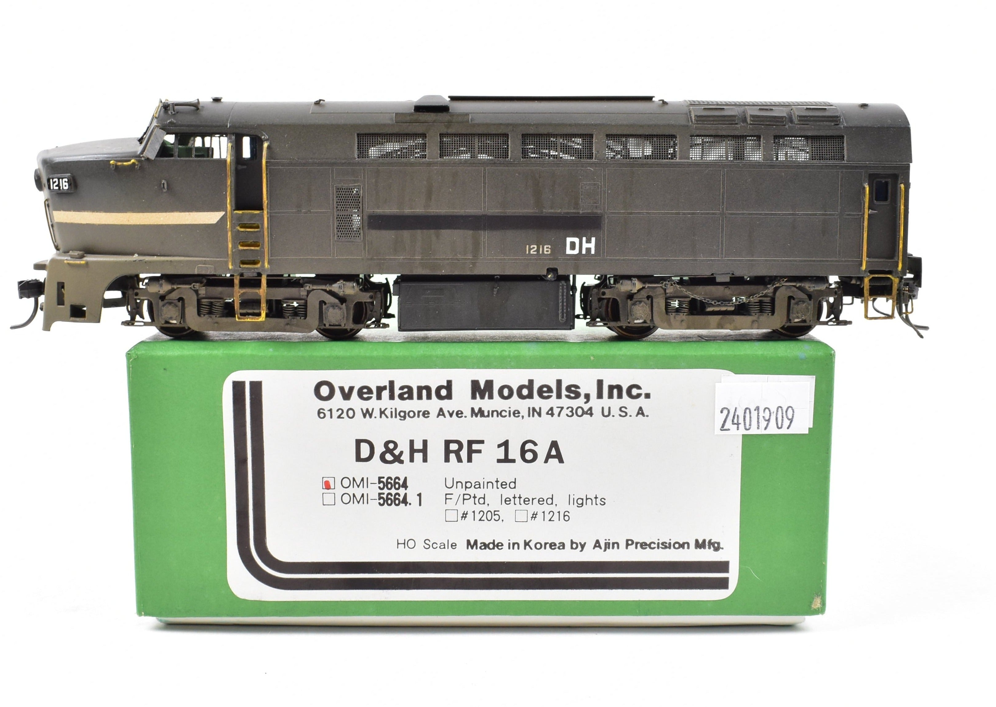 HO Scale Brass Model Train - Overland Models, Inc. (OMI) Delaware and Hudson (D&H) BLW RF-16 Shark Nose A-unit CP in New York Central (NYC)/Delaware and Hudson (D&H) Patch No. 1216