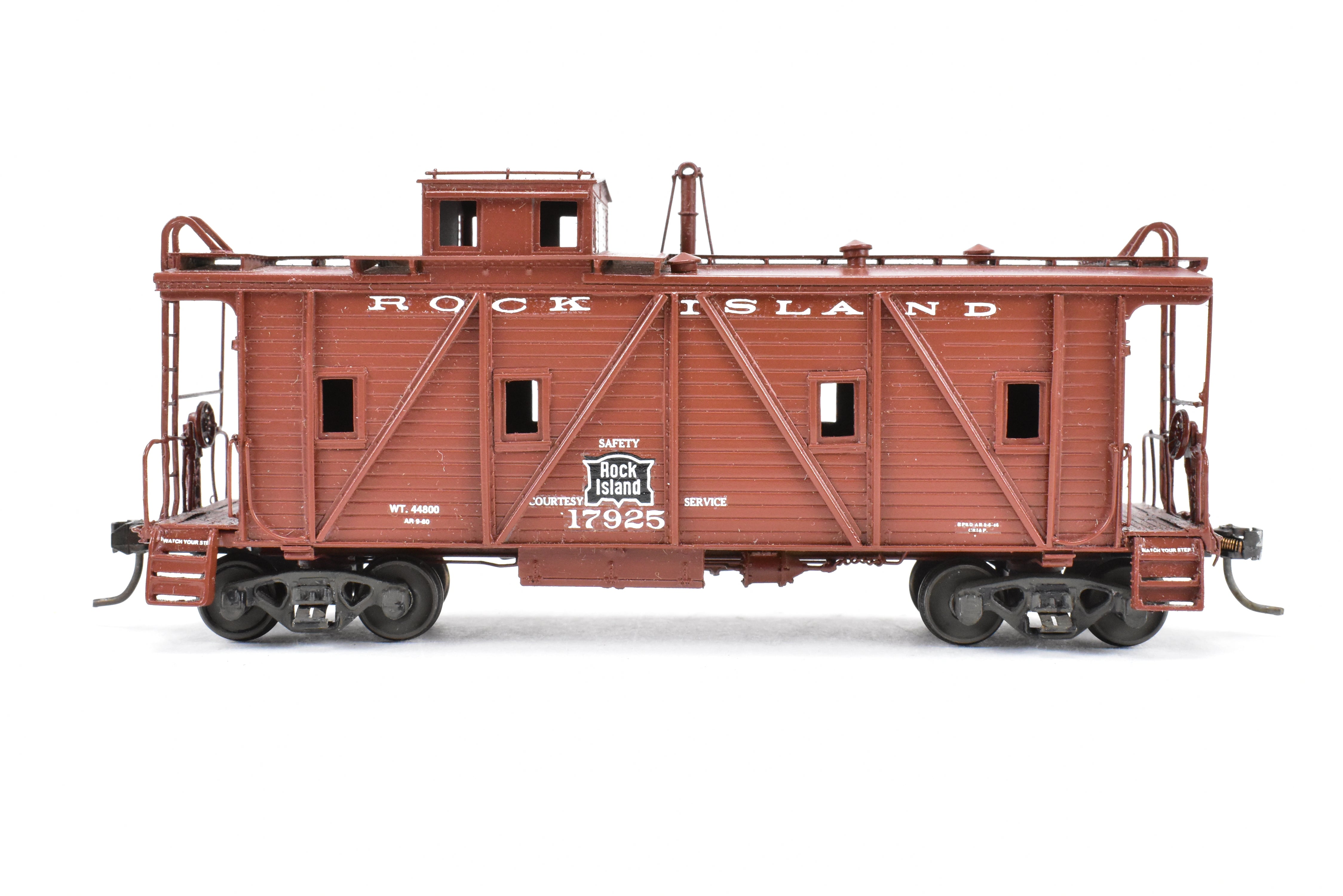 HO Scale Brass Model Train - Overland Models, Inc. (OMI) CRI&P - Rock Island Outside Braced Wood Caboose CP No.17925 with Replacement Trucks