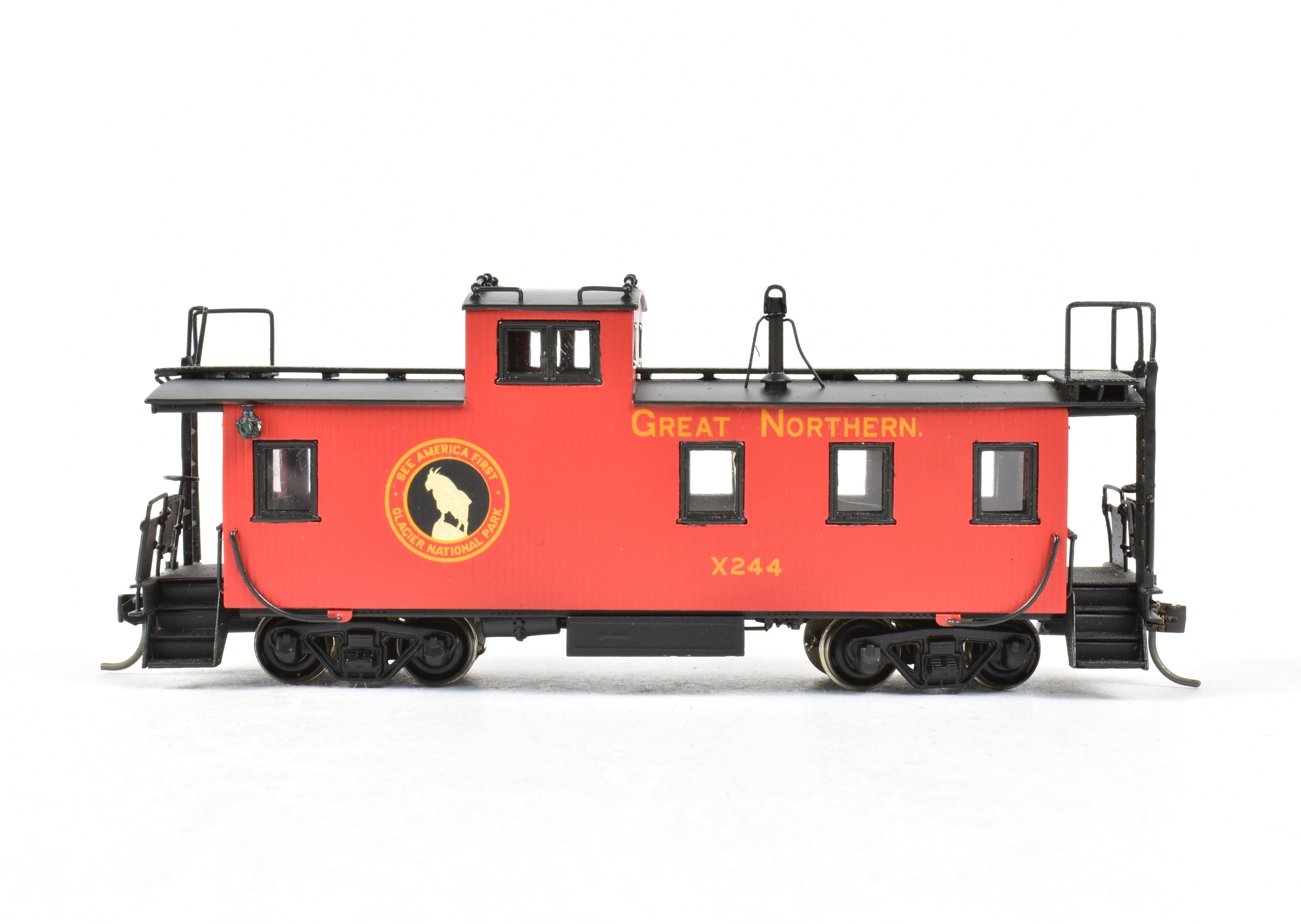 HO Scale Brass 30' Wood Sides Caboose Model by Overland Models, Inc. (OMI) for Great Northern with Incorrect Original Box