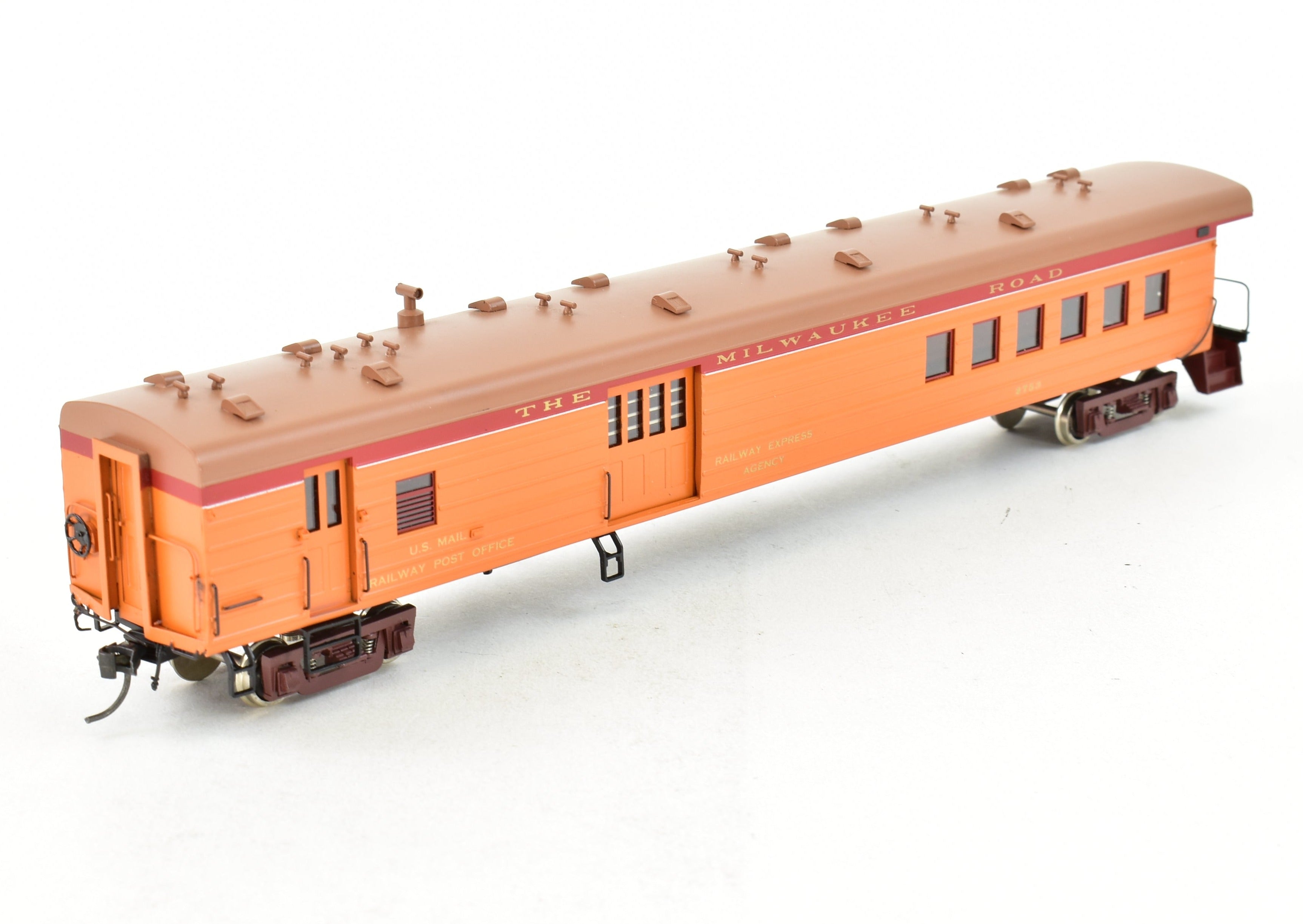 HO Scale Brass Milwaukee Road Branchline Express Mail Car by Precision Scale Co., Factory Painted