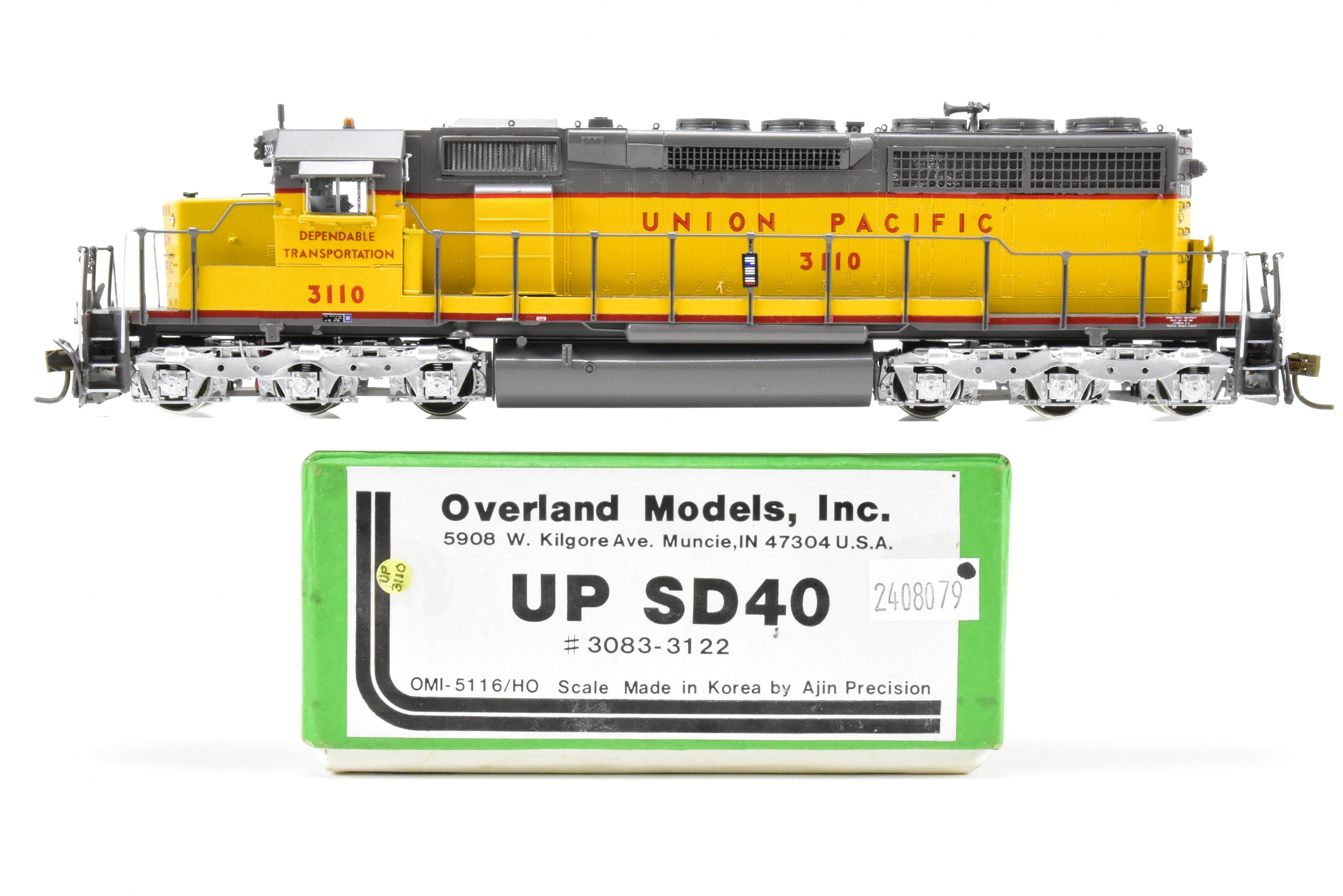 HO Scale Brass Model Train - Overland Models Inc. Union Pacific EMD SD40 Locomotives, Nos. 3083 - 3122, Specifically CP #3110