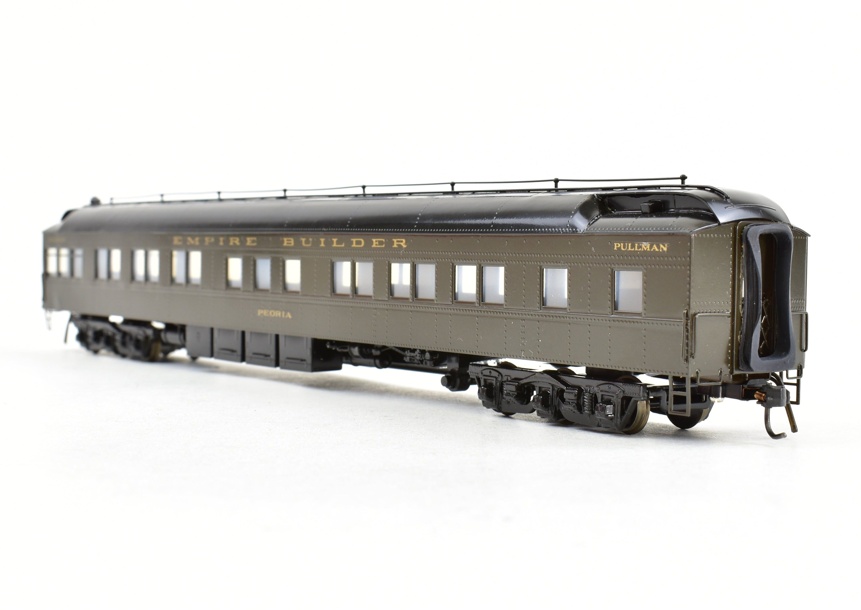 HO Scale Brass Model Train - Oriental Limited GN, Great Northern 1935 Empire Builder Observation Lounge Cars 1071 - 1075 CP Peoria