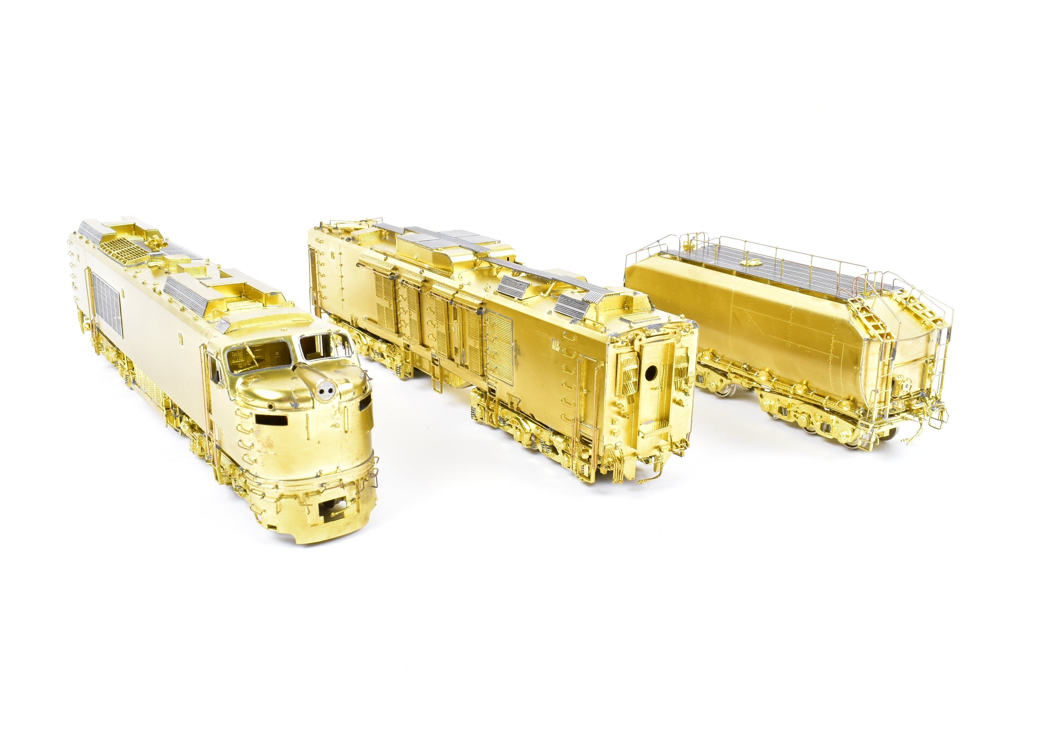 HO Scale Brass Model Train Set - Overland Models, Inc. Union Pacific GE 8500 HP Gas Turbine Big Blow 3-Unit Unpainted Set with Raised Farr Inlet Silencer and Riveted Tender