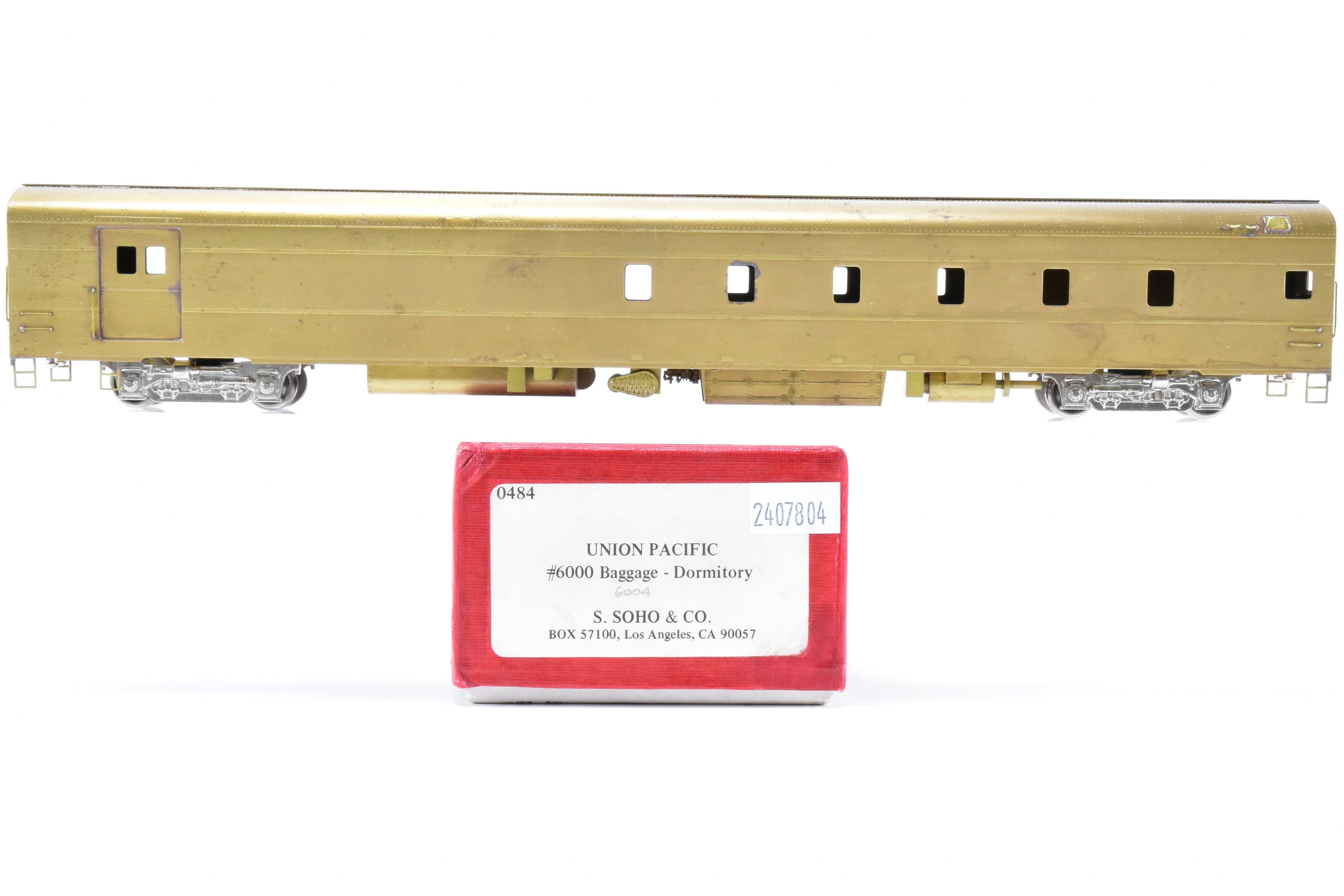 HO Scale Brass Union Pacific #6000 Baggage Dormitory Car Imported by S. Soho & Co., Model Built by Kumata in Japan