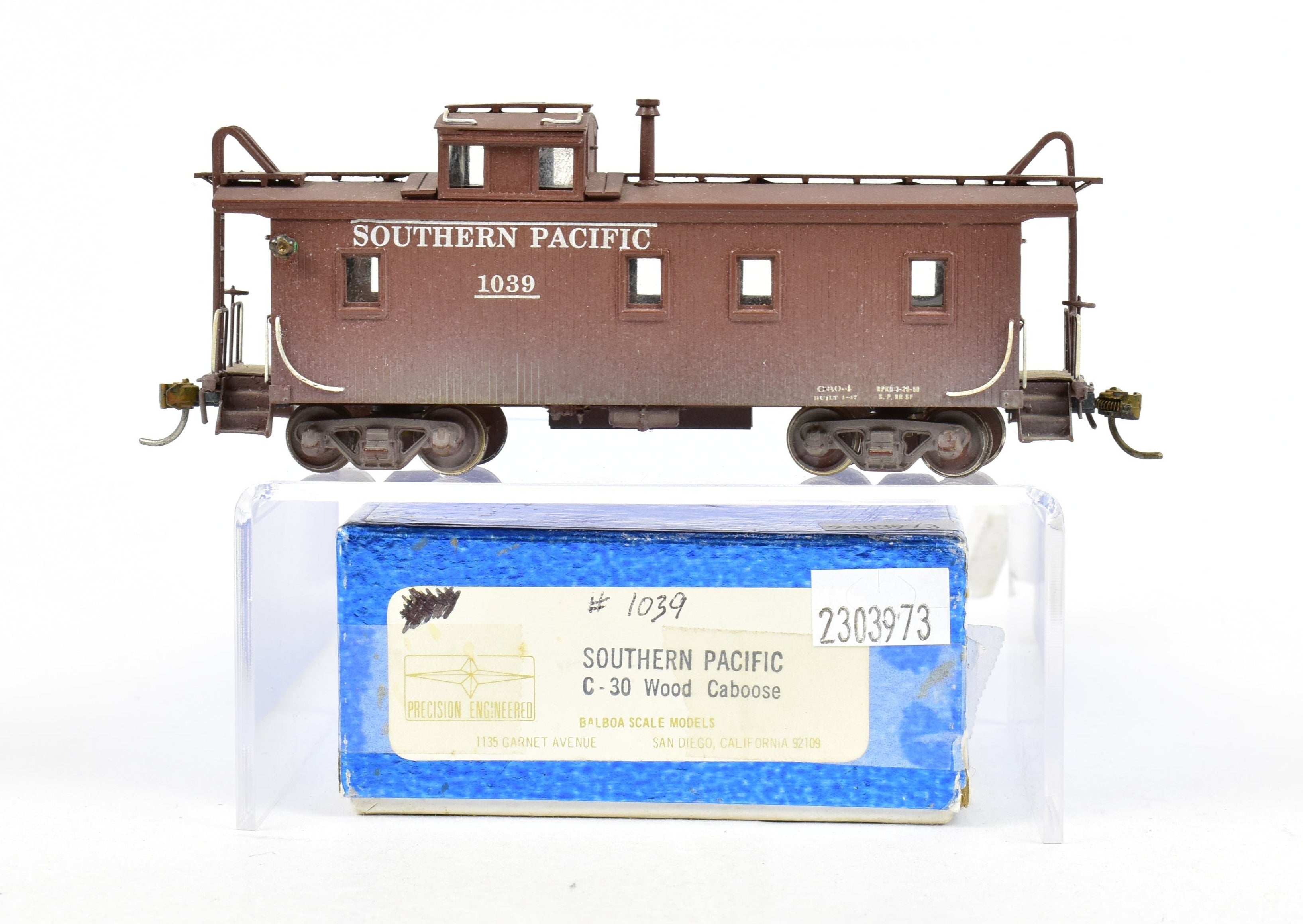 HO Scale Brass Balboa SP - Southern Pacific C30 - 1 Wood Caboose Model with Custom Painting and Weathering