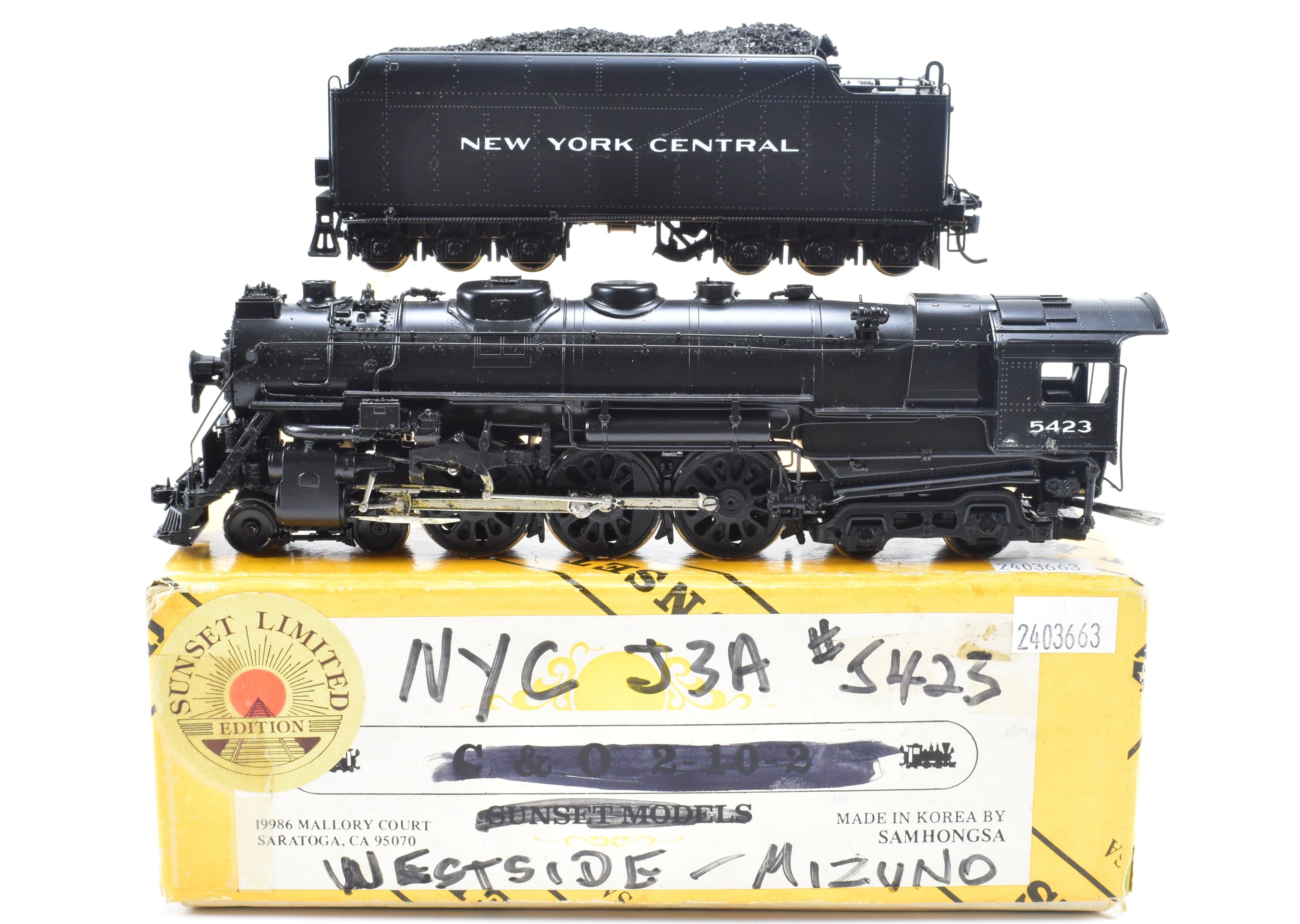 HO Scale Brass Model Train - Westside Model Co. New York Central J-3a 4-6-4 Hudson Craftsman Series No. 4 with C/P No. 5423, Incorrect Box