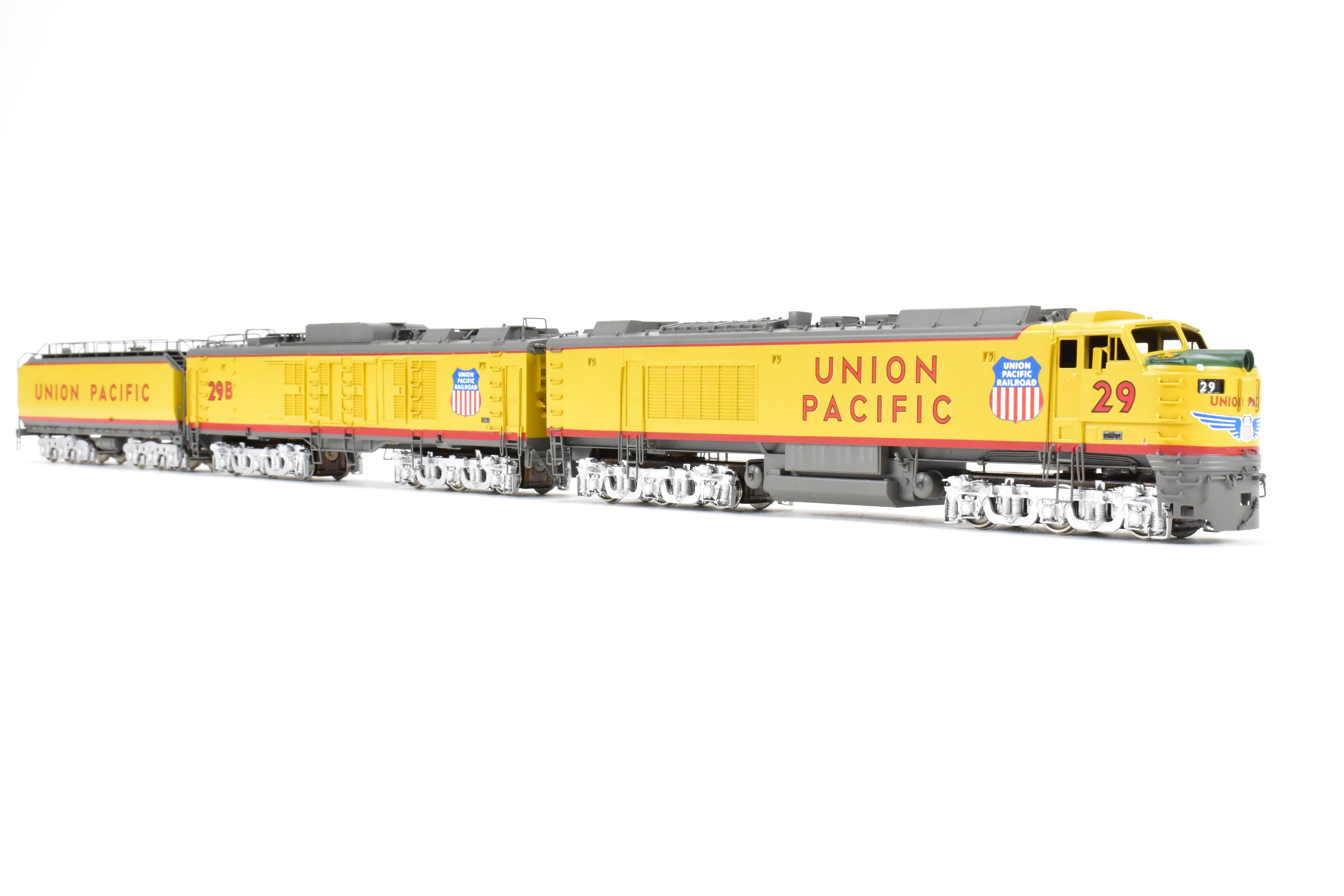High - Quality HO Scale Brass Alco Models Union Pacific 3 - Unit Gas Turbine Electric Locomotive Set - Professionally Painted #29 & 29B