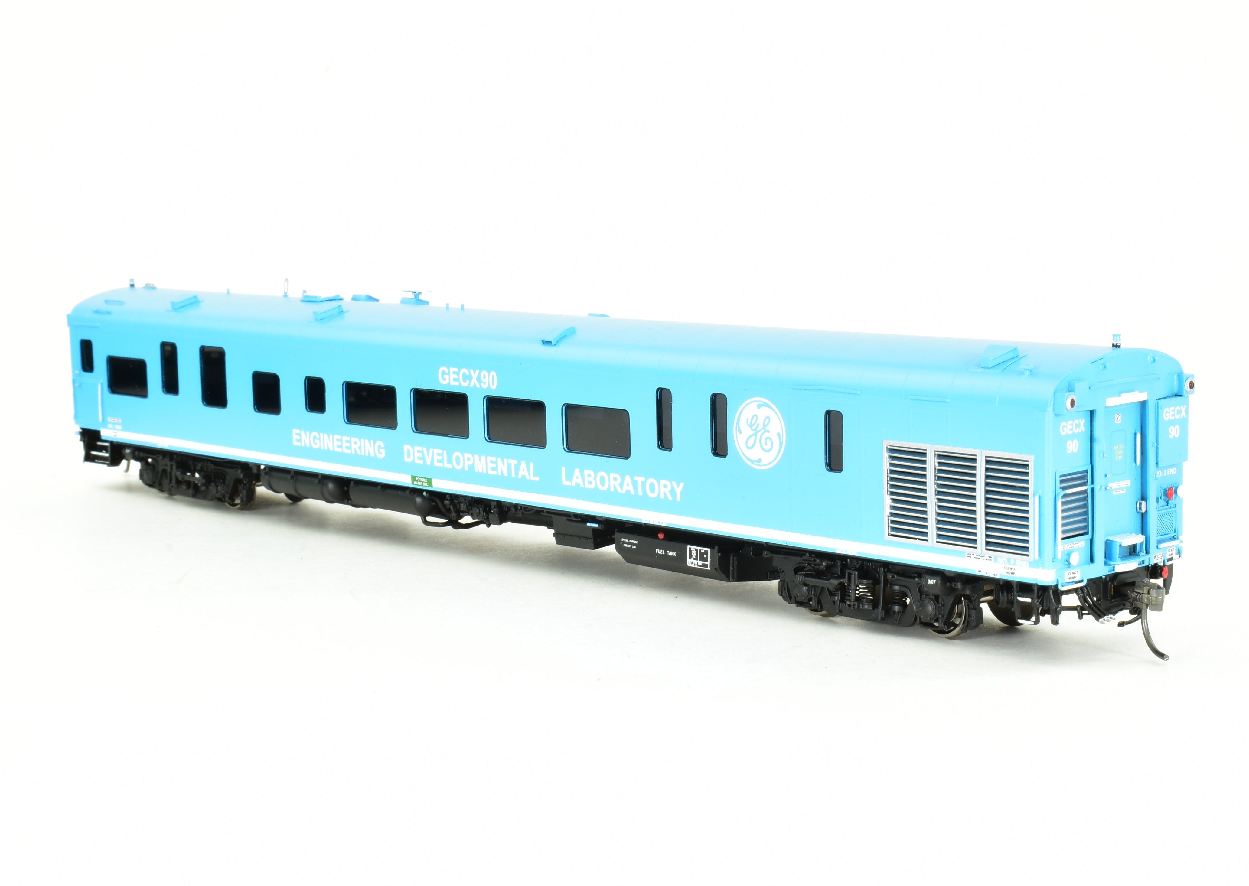 HO Scale Brass Model Train Set - Overland Models Inc. GE Demo, General Electric Demonstrator GE Evolution and Test Car Set with Factory Paint