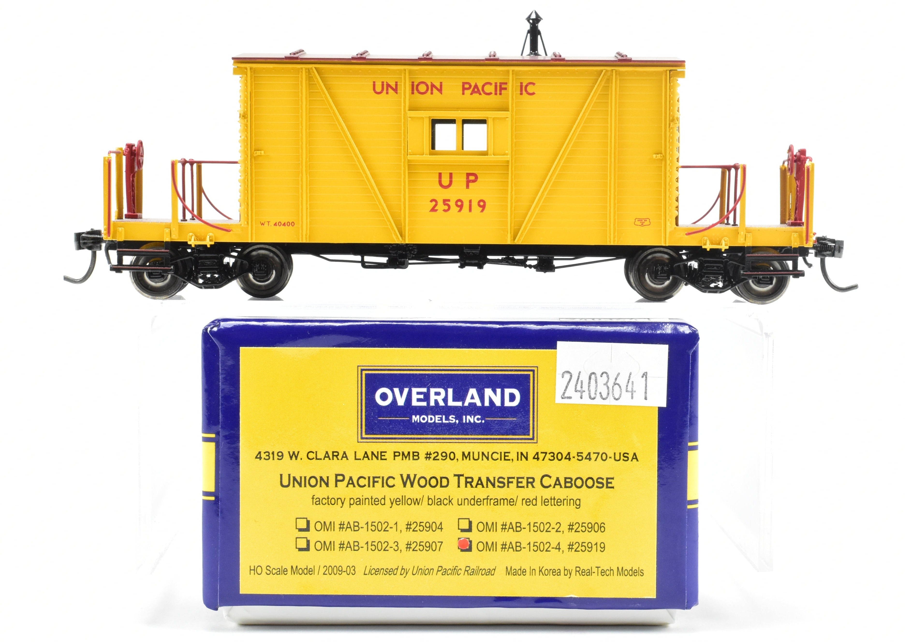 HO Scale Brass Union Pacific Wood Transfer Caboose F/P No. 25919 by OMI