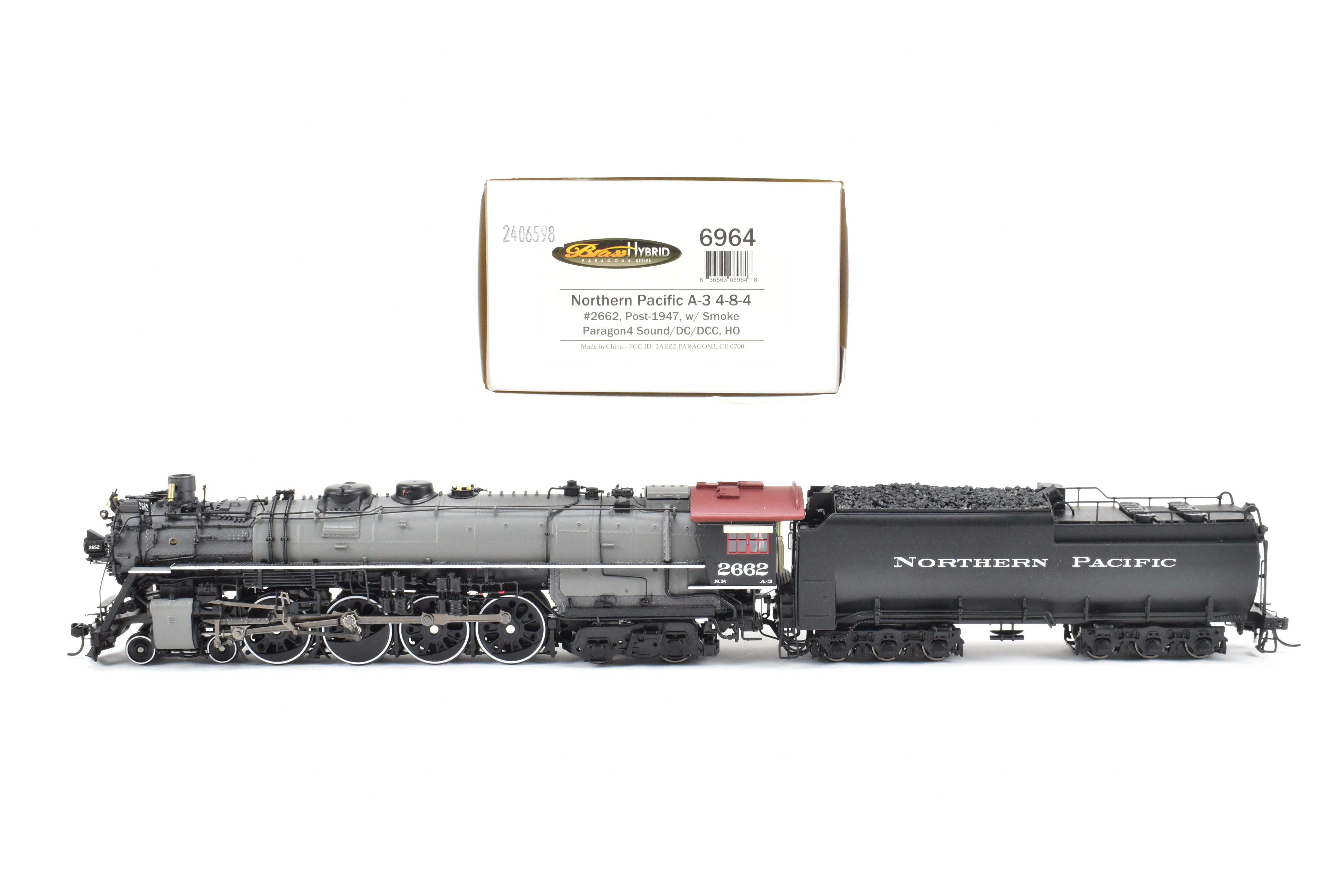 HO Scale Model Train - Broadway Limited Imports Brass Hybrid Series Northern Pacific A - 3 4 - 8 - 4 FP Locomotive with Gray Boiler (Post 1947) and Smoke, Featuring Paragon 4 Sound for DC and DCC Operation