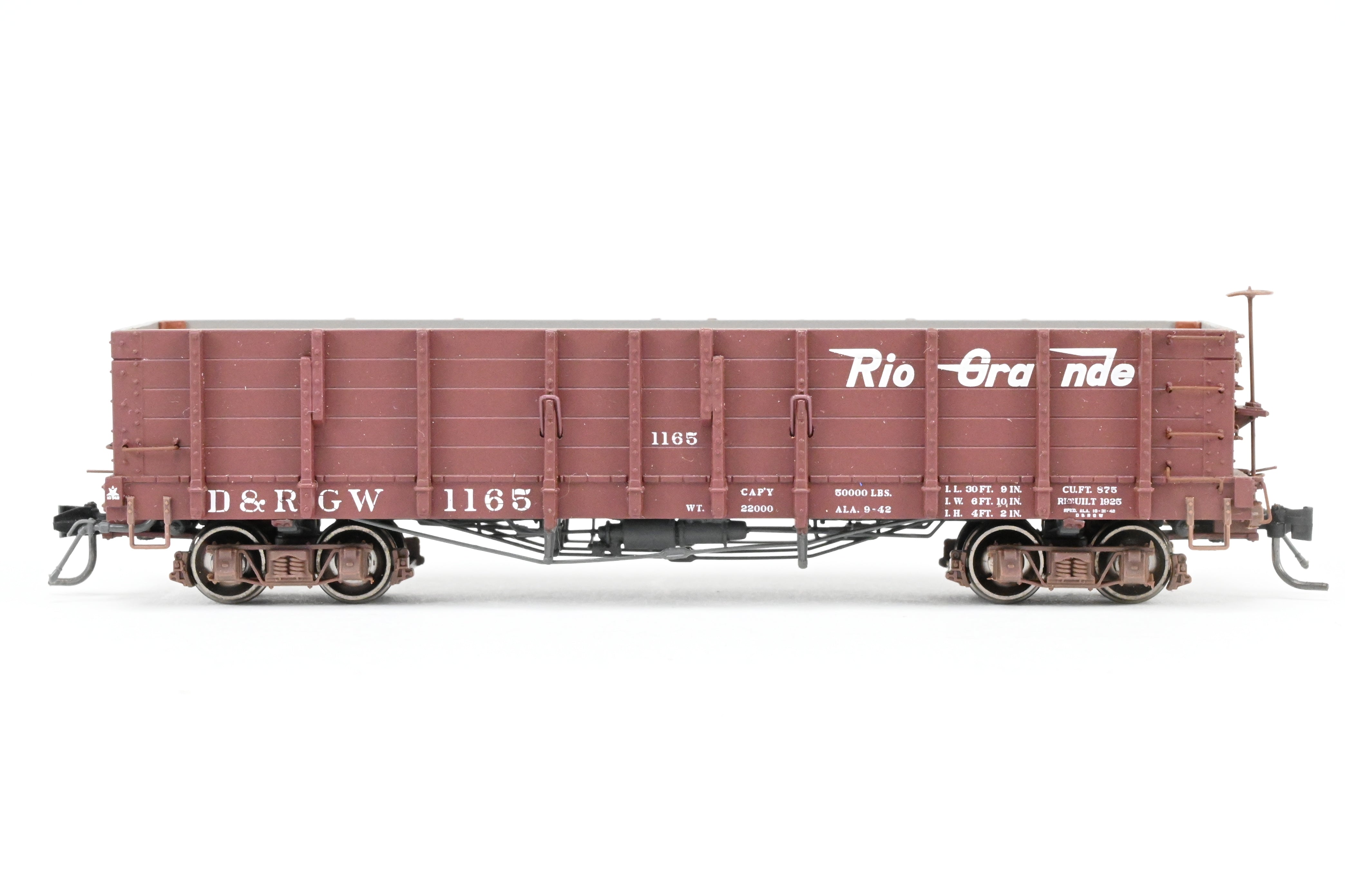 HOn3 Blackstone Models D&RGW High Side Gondola No. 1165 with Flying Grande Herald