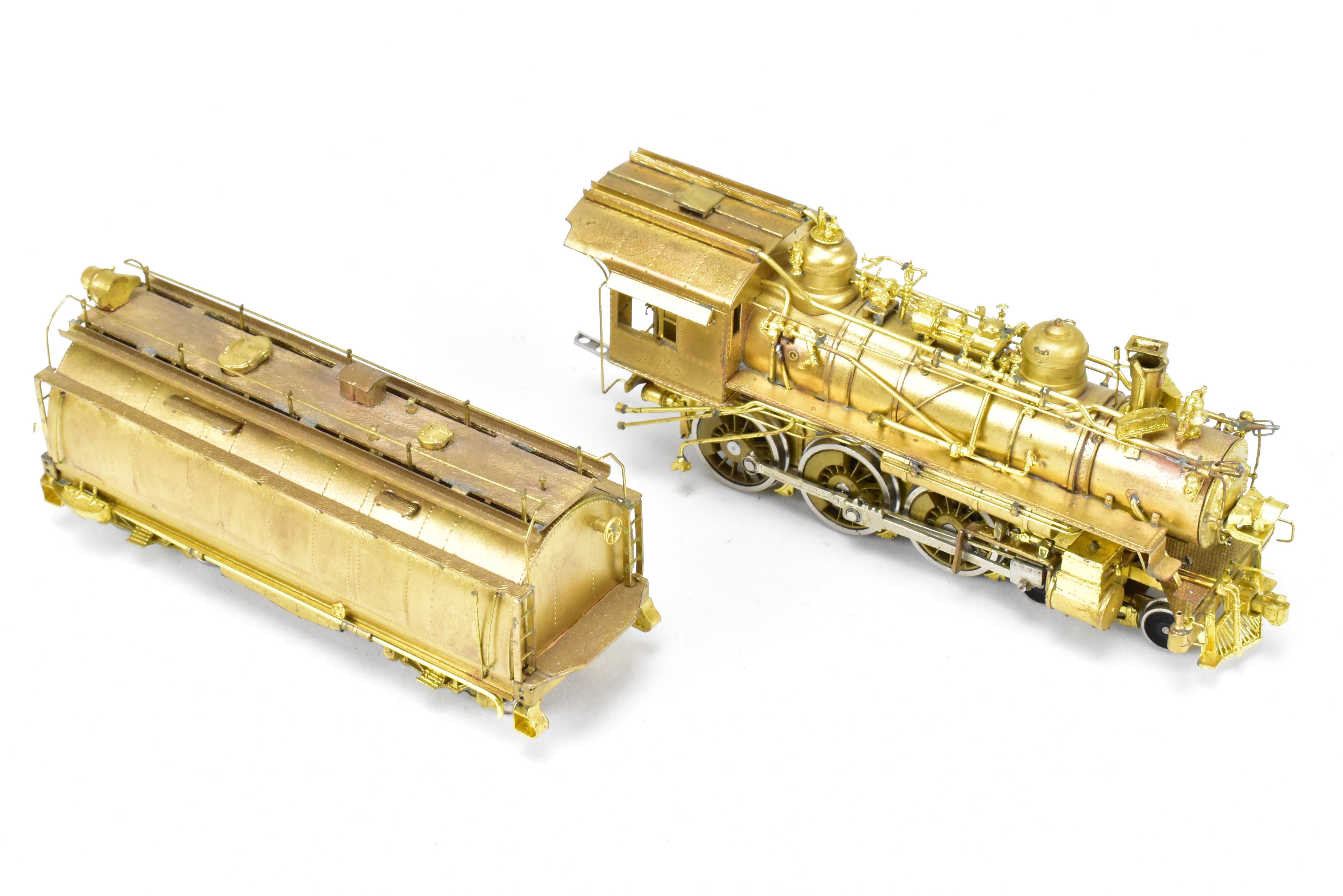 1977 HO Brass Southern Pacific Fire Train Set T-1 4-6-0 with Two Tank Cars, Missing 2 Ladders