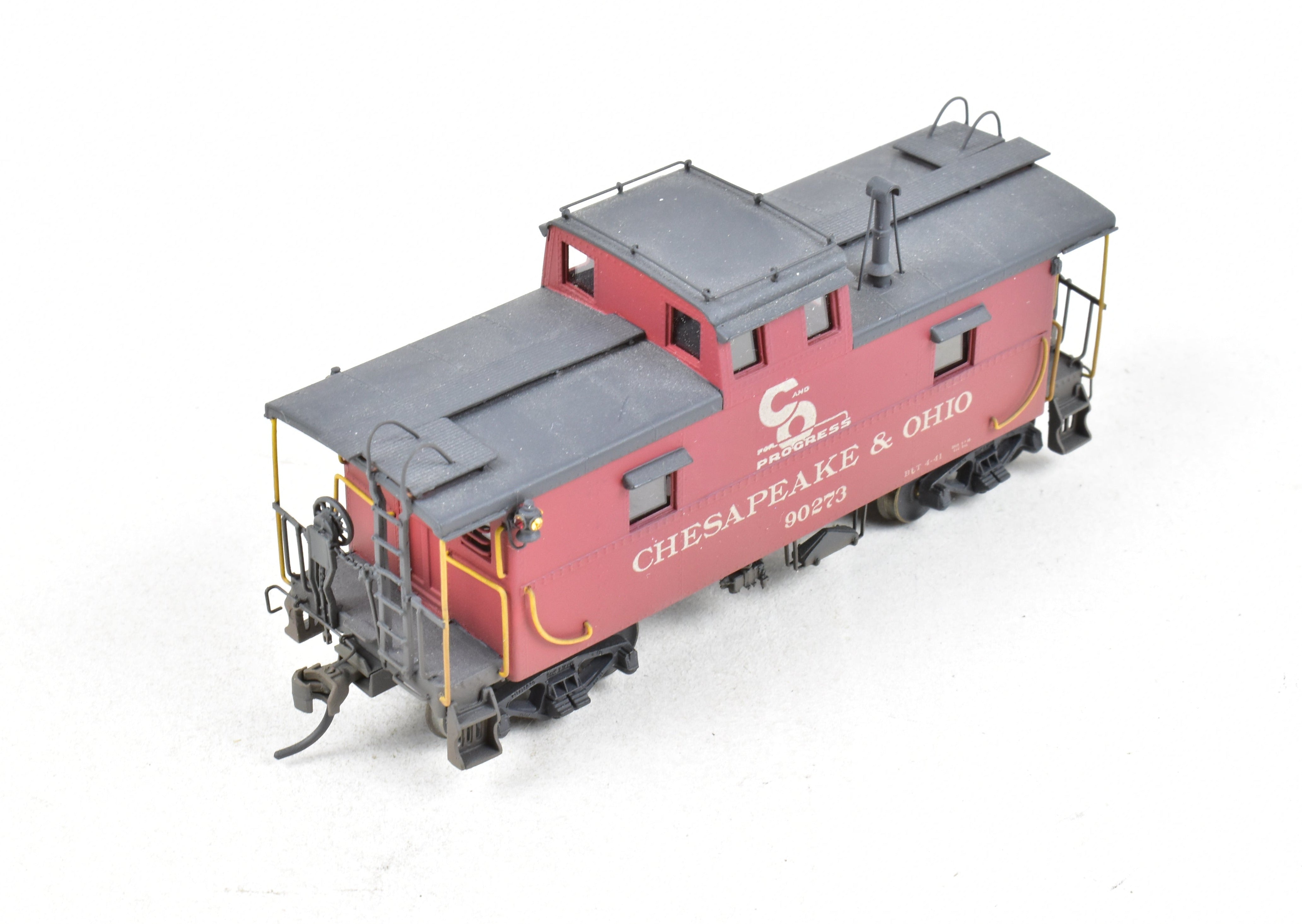 HO Scale Brass OMI - Overland Models, Inc. Chesapeake & Ohio (C&O) Steel Caboose from #90200 - 90299 Series, Custom - Painted and Weathered No. 90273 Model Train Collectible