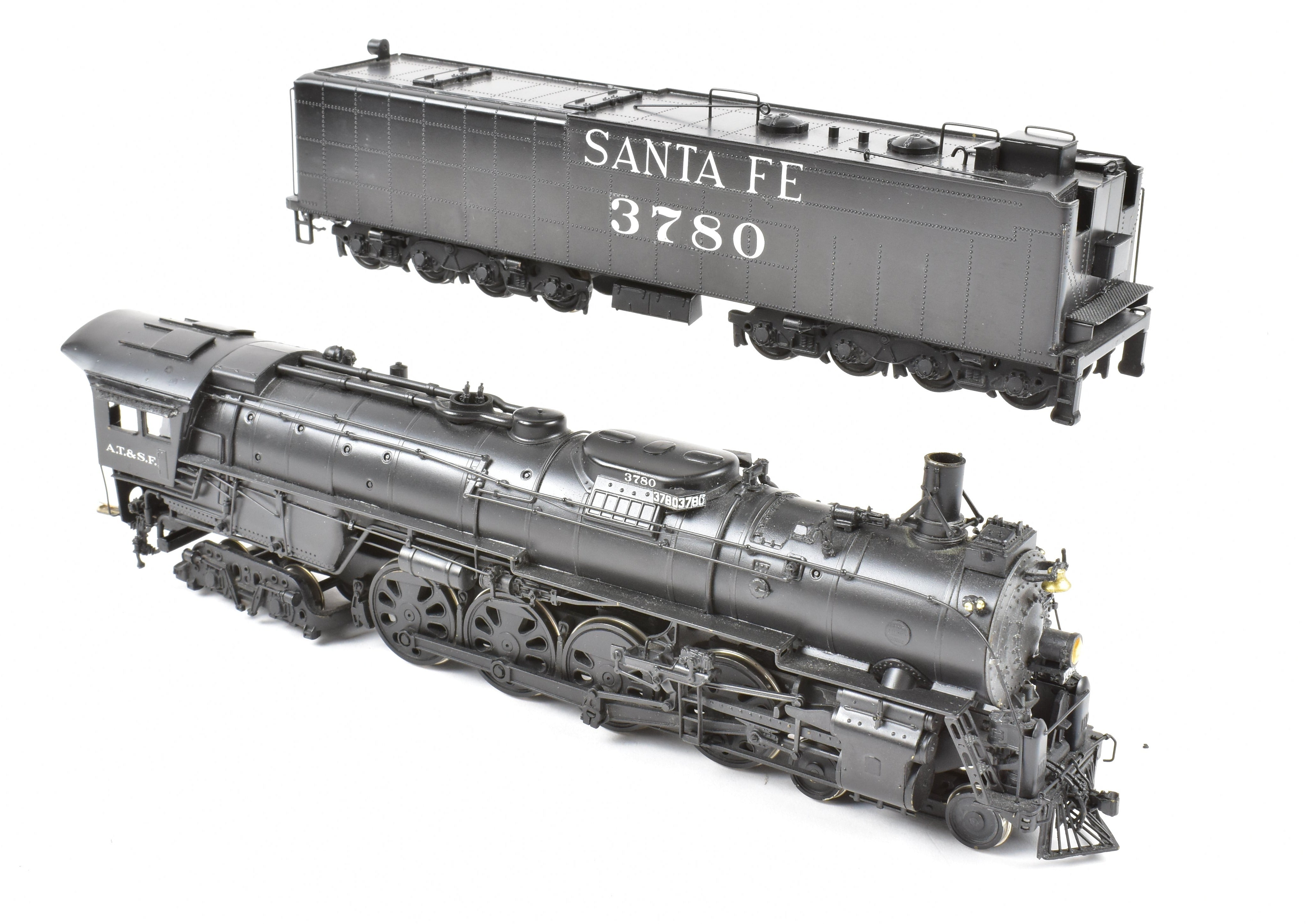 High - Quality HO Scale Brass Model Train CON PFM - United ATSF - Santa Fe 4 - 8 - 4 Northern with Tapered Rods, Custom - Painted Version