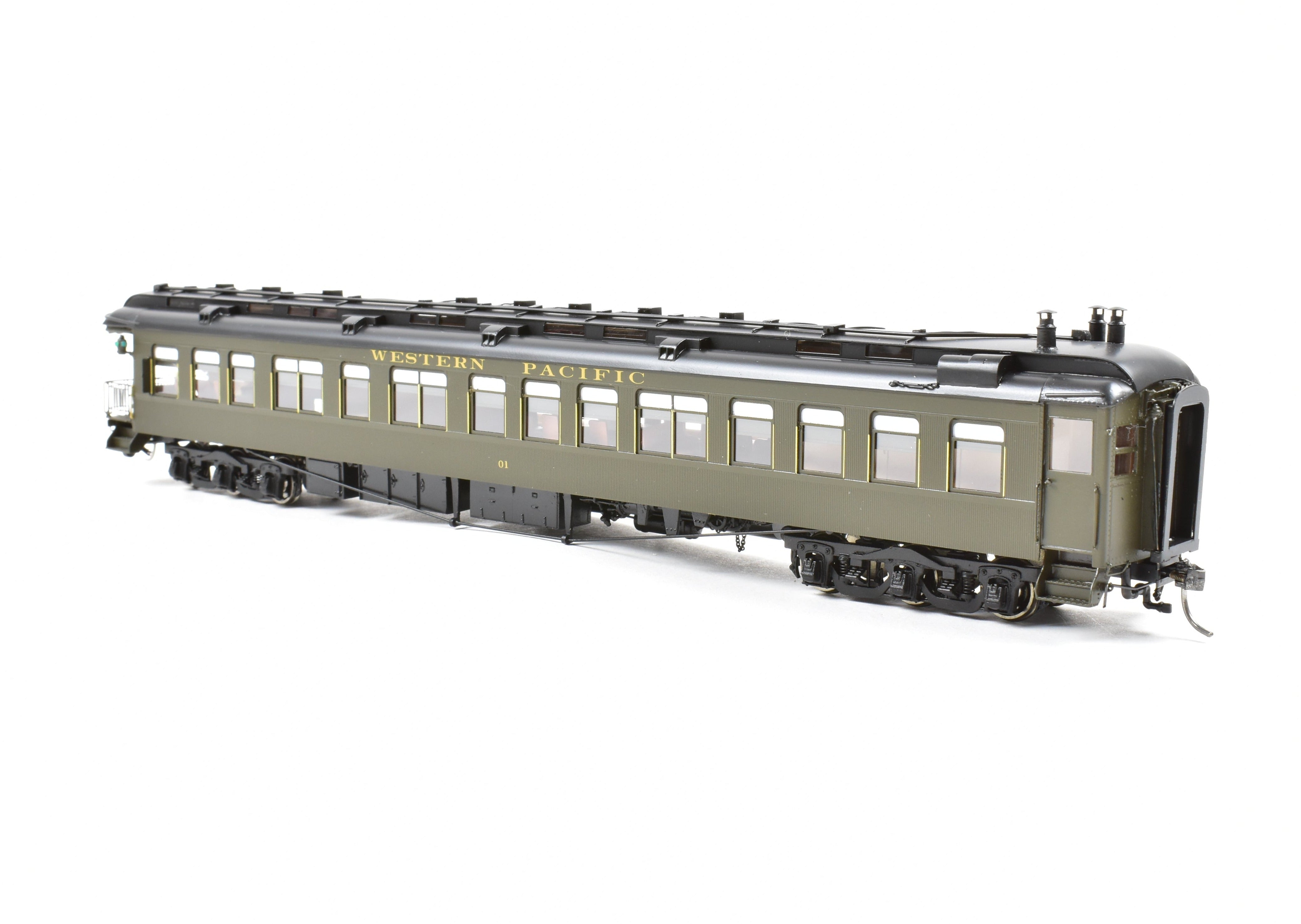 High - Quality HO Scale New Brass Model of North Bank Line Western Pacific Business Car #01 in Pullman Green