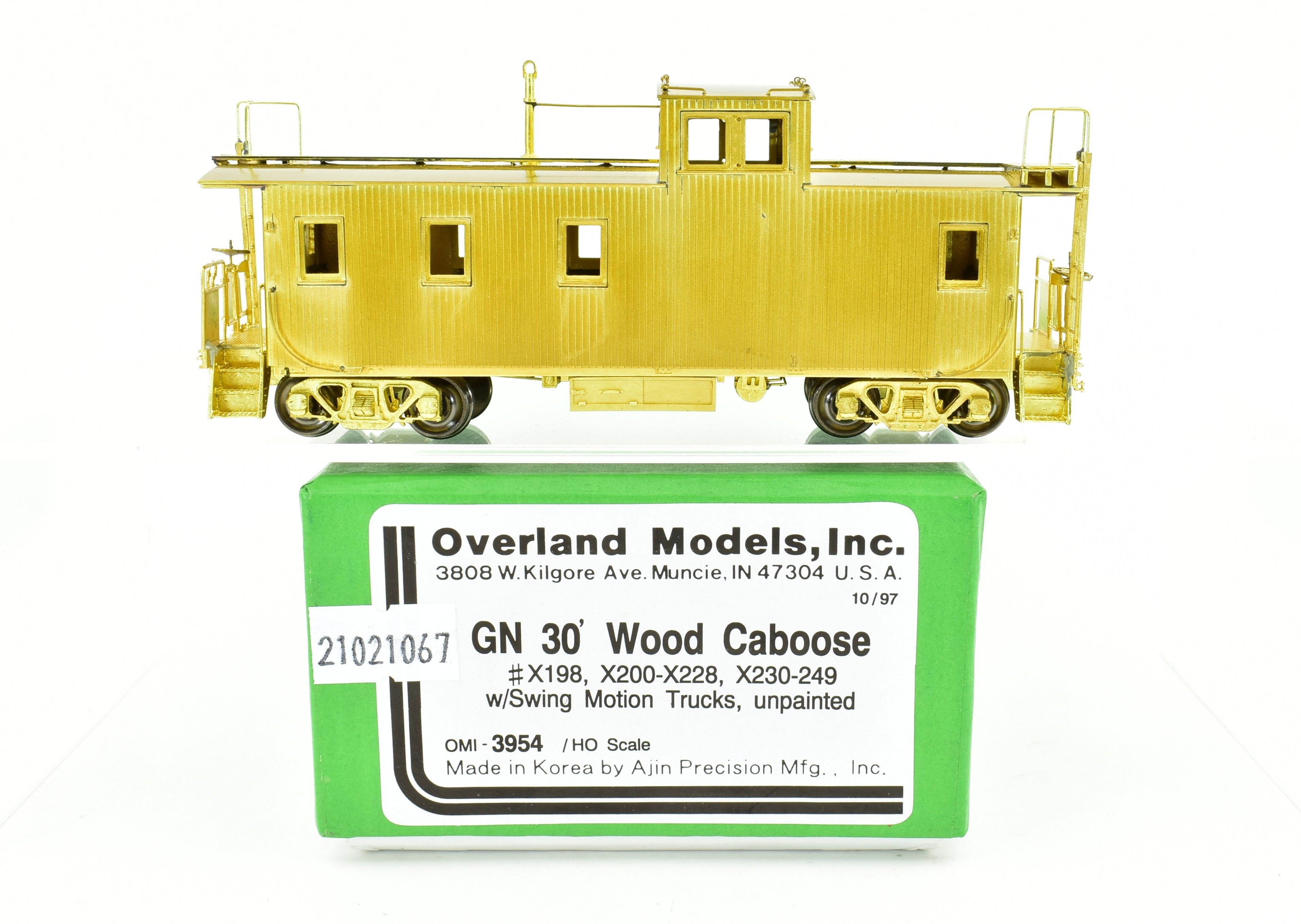 HO Scale Brass Caboose Model by OMI - Overland Models, Inc. for Great Northern Railroad, Factory New 30-Foot Wood Design