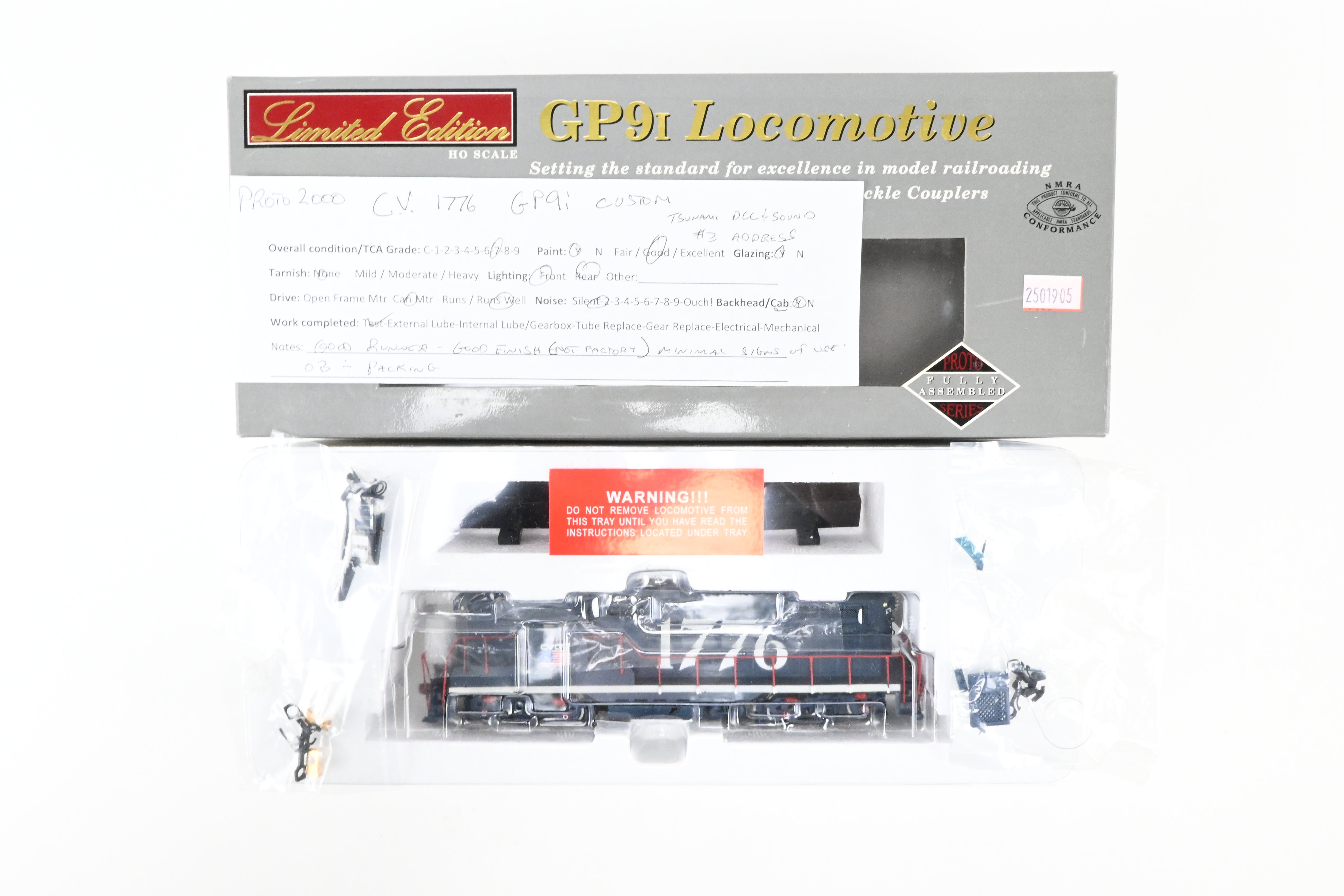 HO Scale Life-Like Proto 2000 EMD GP9 Locomotive Custom Painted in Central Vermont or Grand Trunk Western Bi - Centennial Scheme #1776 with Tsunami DCC and Sound Function