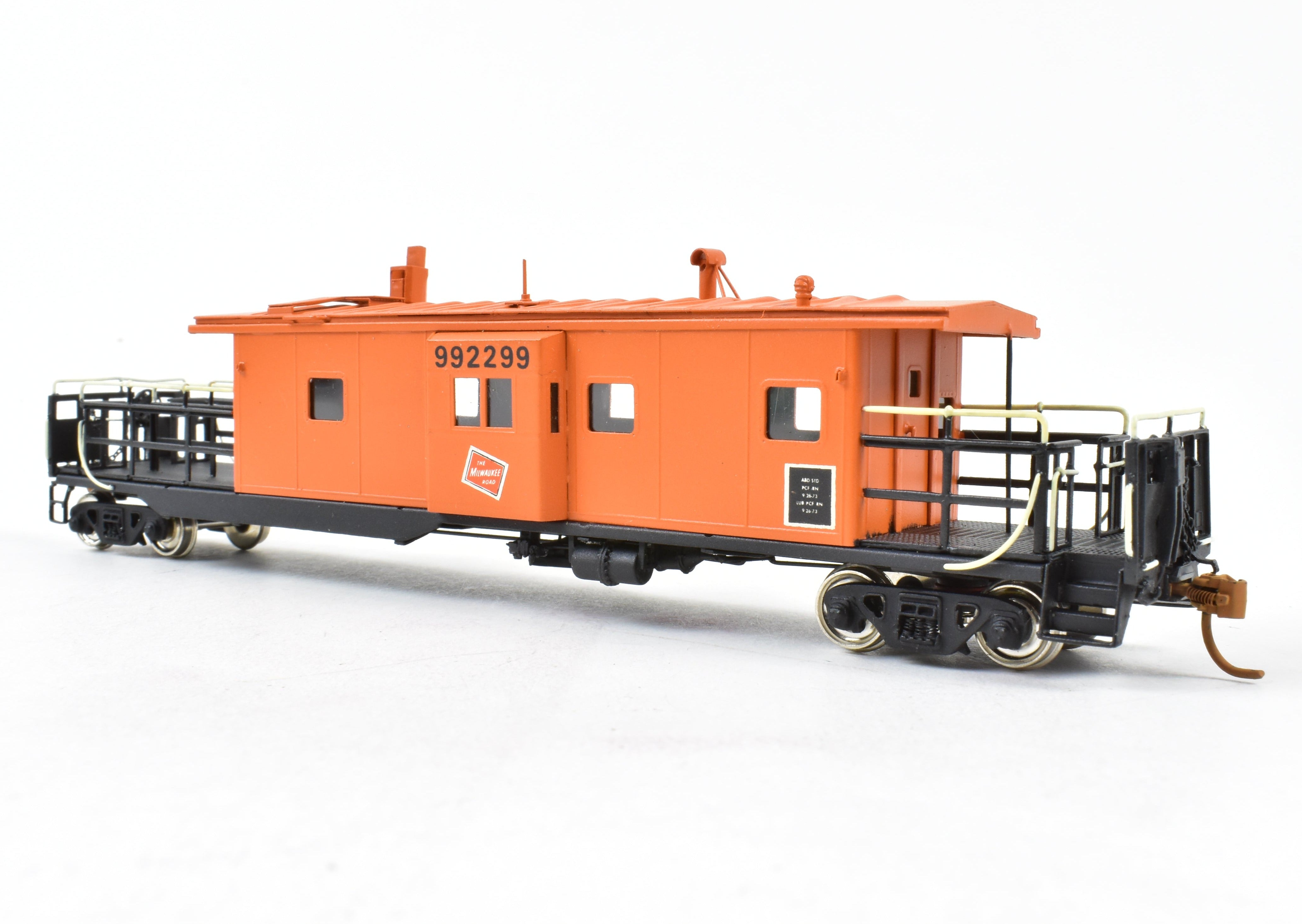 HO Scale Brass OMI - Overland Models, Inc. Milwaukee Road Bay Window Long Caboose Professionally Painted Model Train Car