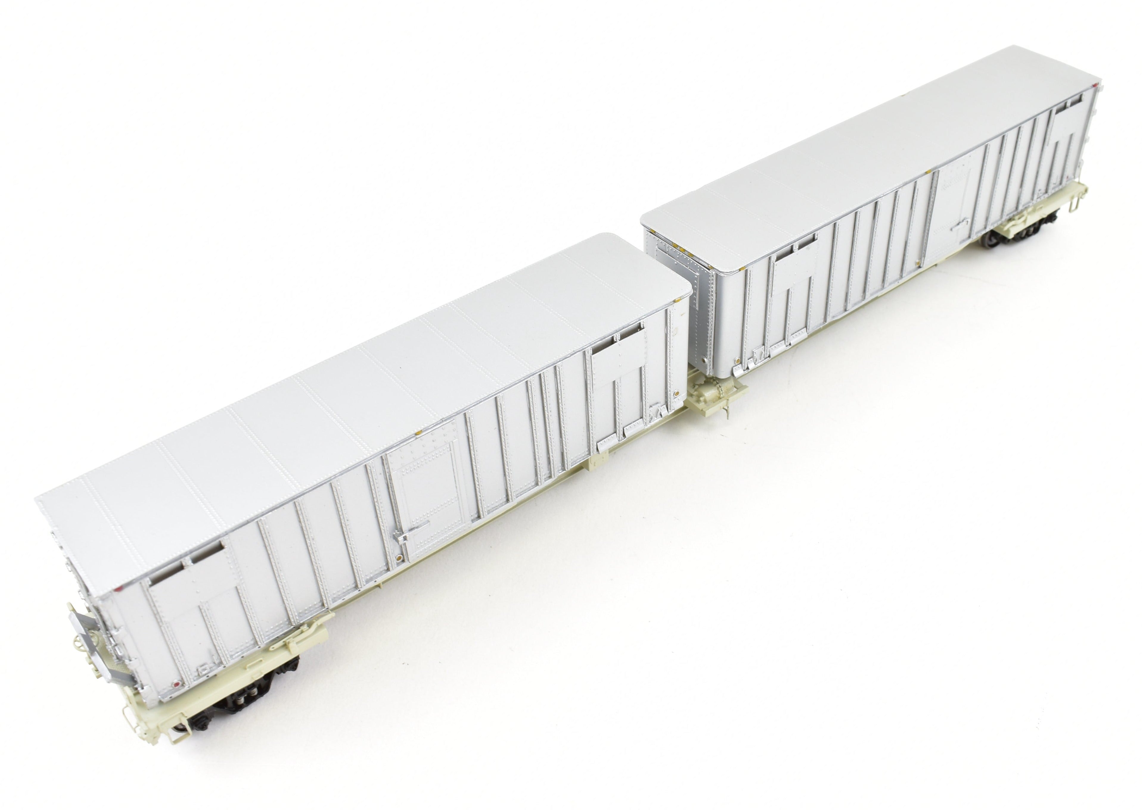 HO Scale Brass NYC - New York Central Flexi - Van Mk II 80' Flat Car with Trailers from Overland Models, Inc. (FP)