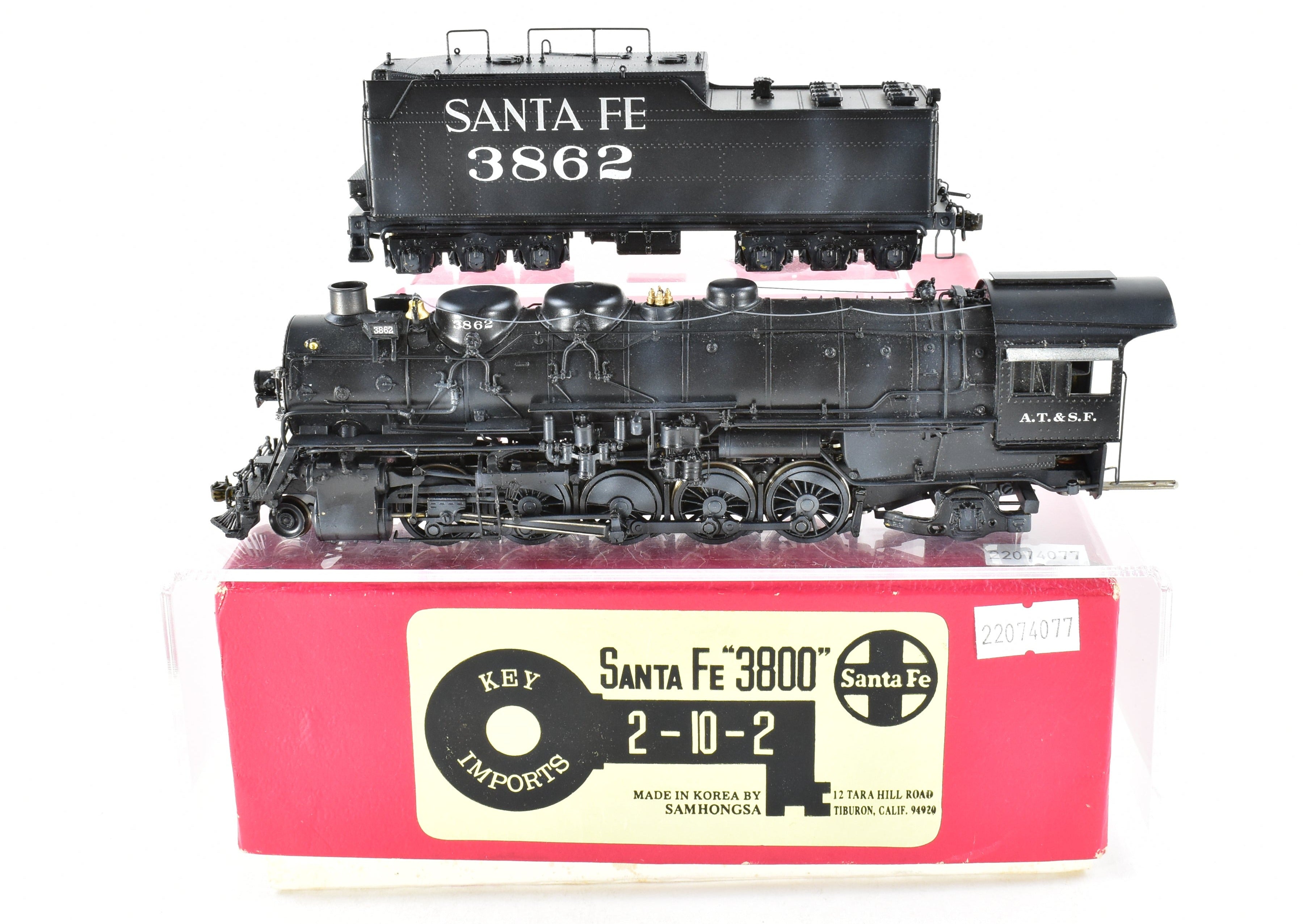 HO Brass Key Imports ATSF Santa Fe 3800 Class 2-10-2 Custom Painted Locomotive No. 3862