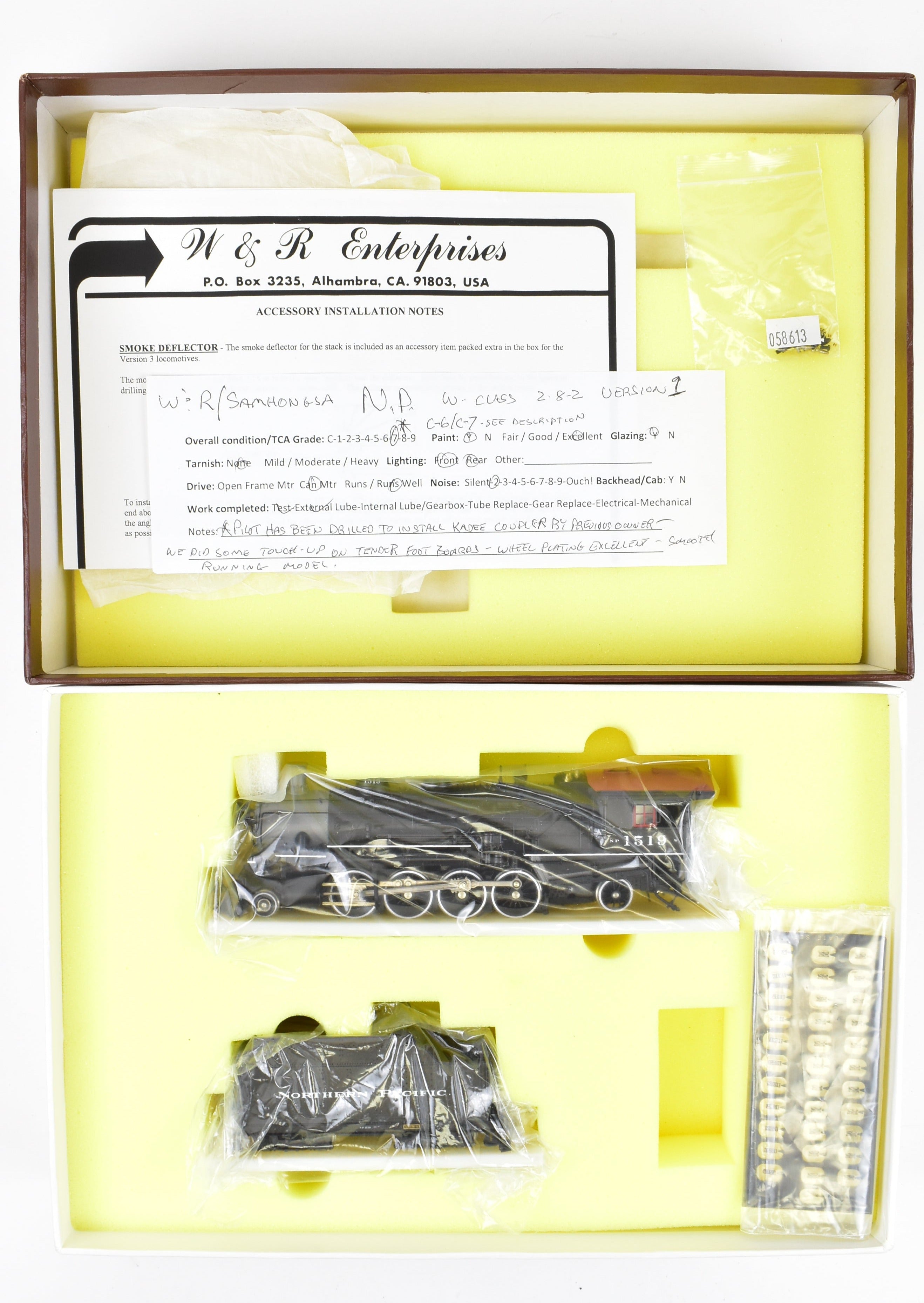HO Scale Brass Northern Pacific Class W 2-8-2 Version 1A Painted Locomotive No. 1519 by W&R