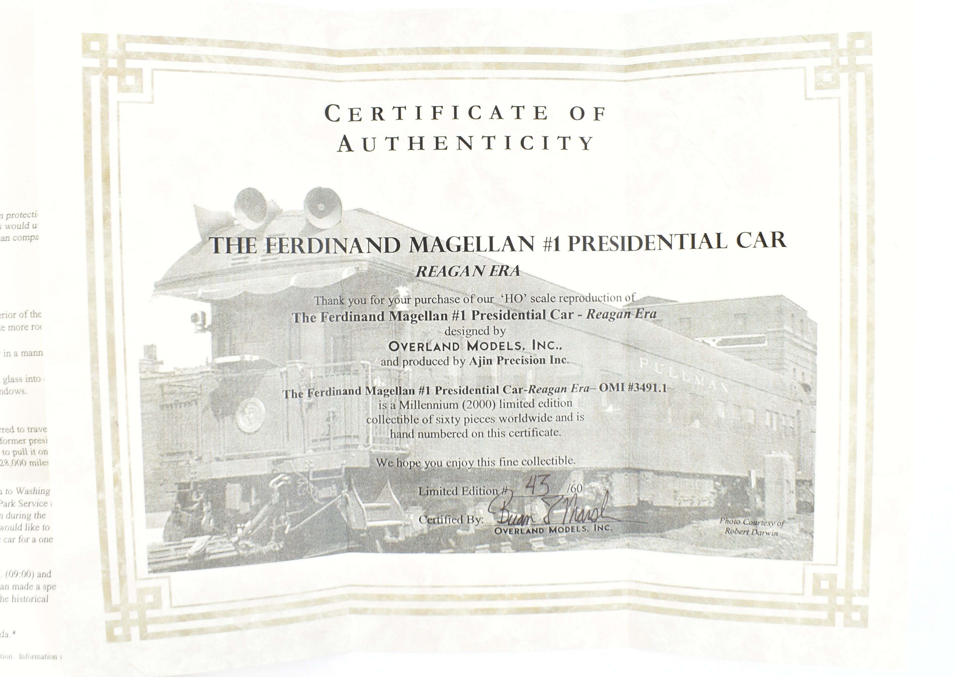 HO Scale Brass Model Pullman USN - 1 Ferdinand Magellan Presidential Car from Overland Models, Inc. Featuring Added Details for Reagan - Era Representation