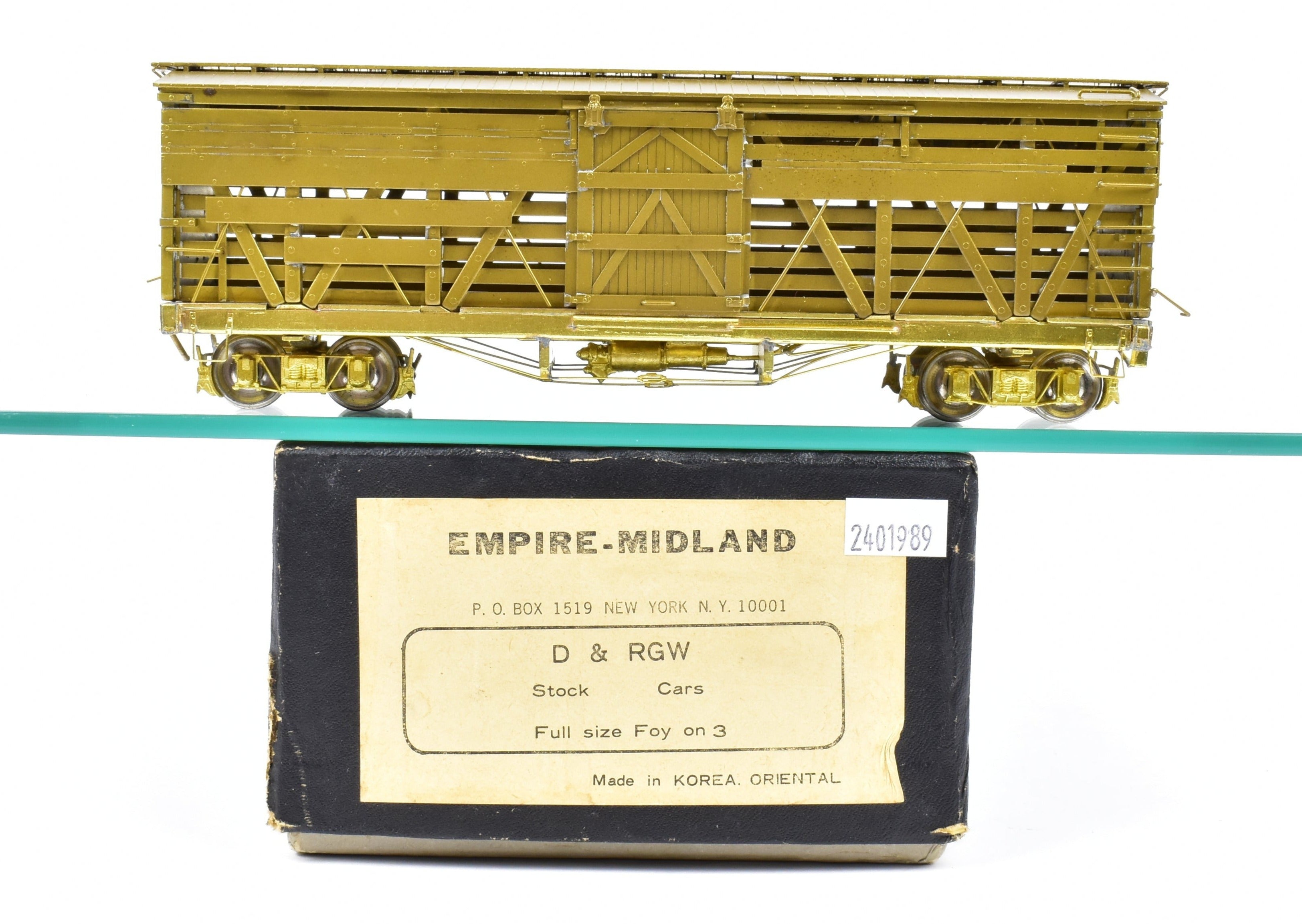 On3 Scale Brass Empire Midland Model of Denver & Rio Grande Western 30-Foot Stock Car