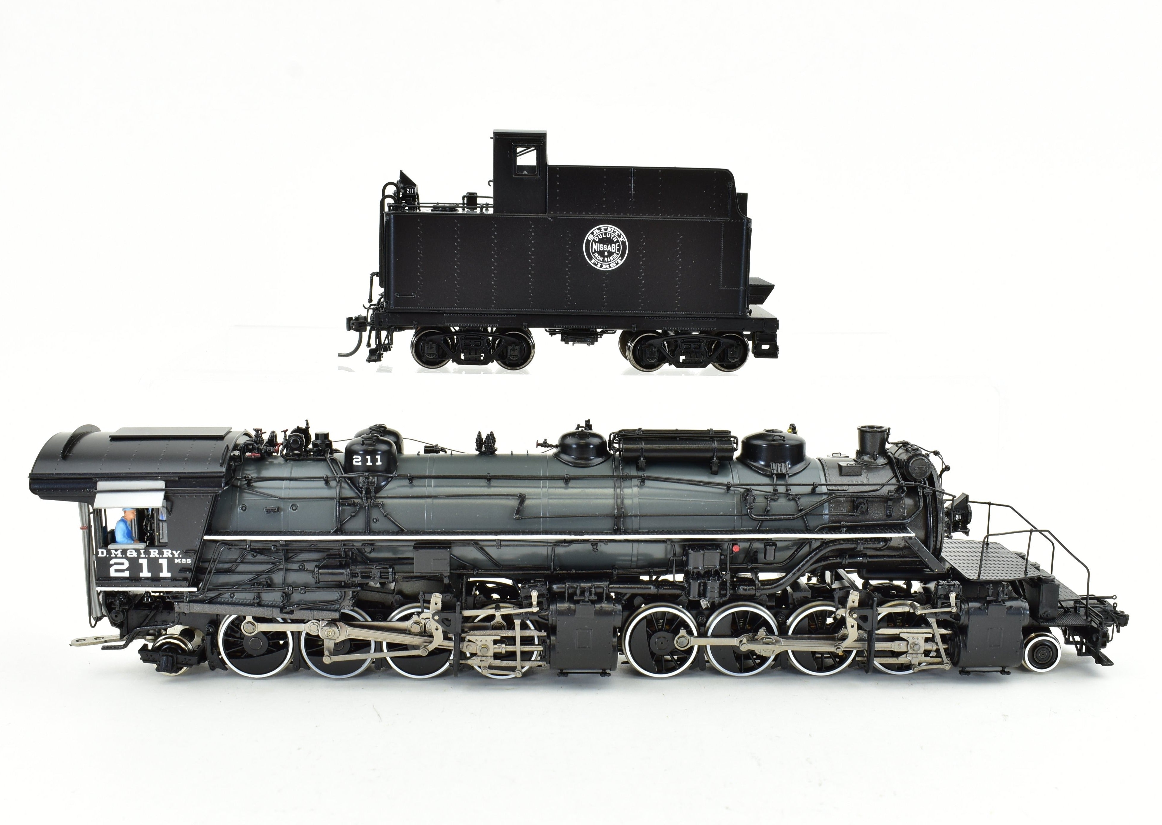 HO Scale Brass Steam Locomotive - Division Point (DVP) Duluth Missabe & Iron Range Class M - 2s 2 - 8 - 8 - 2 #211 with Grey Boiler Scheme and Factory Painted Finish