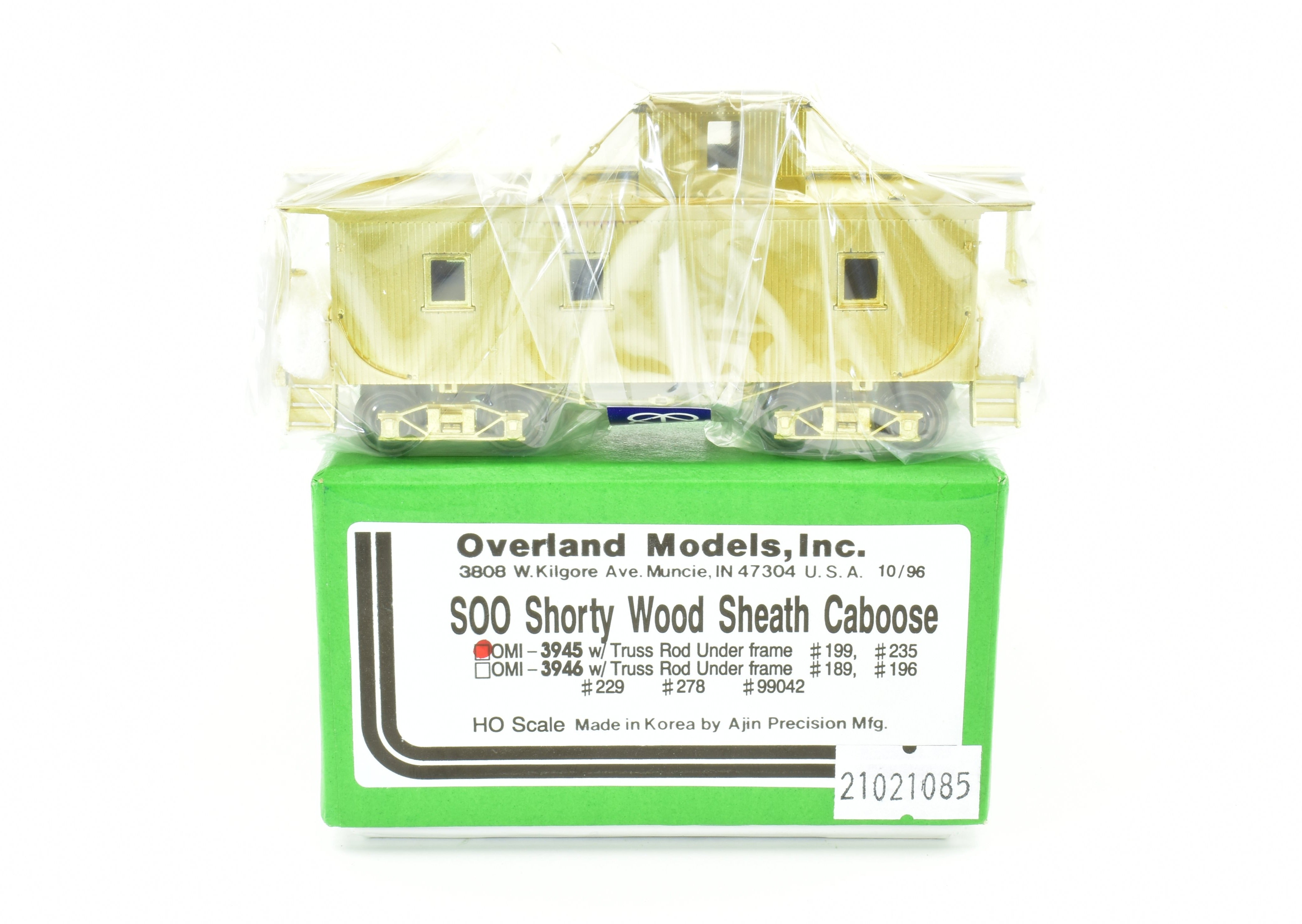 HO Brass OMI Overland Soo Line Shorty Wood Sheath Caboose #199 & #235