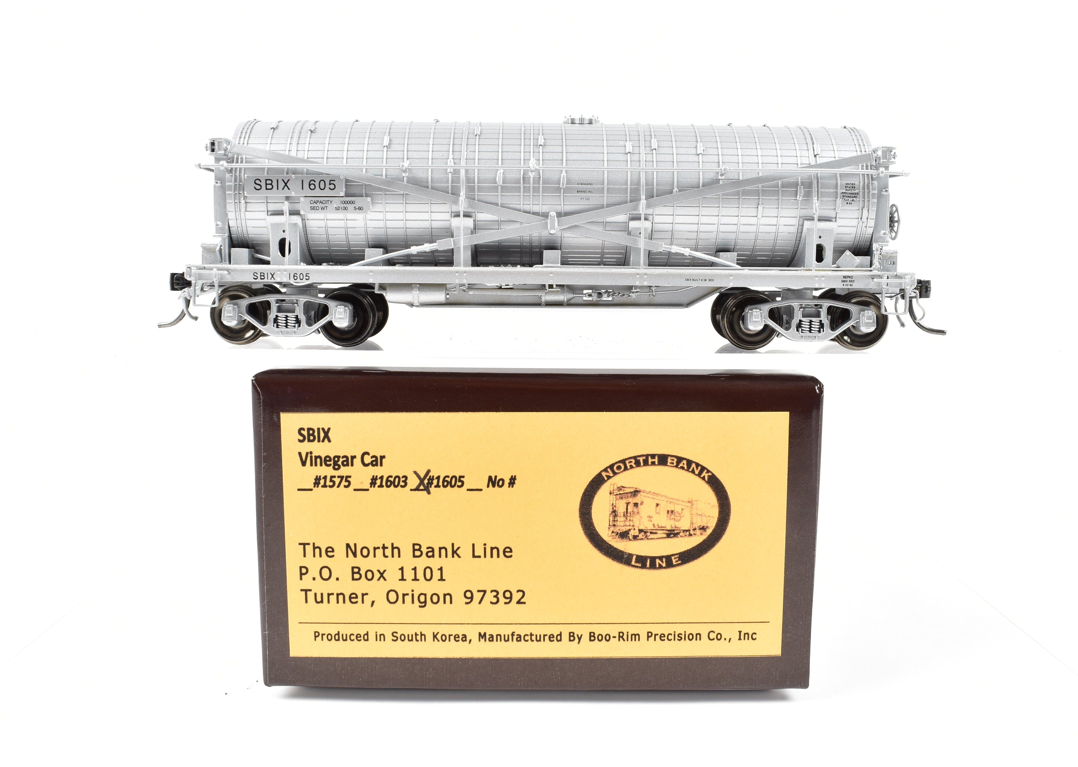 HO NEW Brass North Bank Line SBIX 1605 Standard Brand Vinegar Car Model