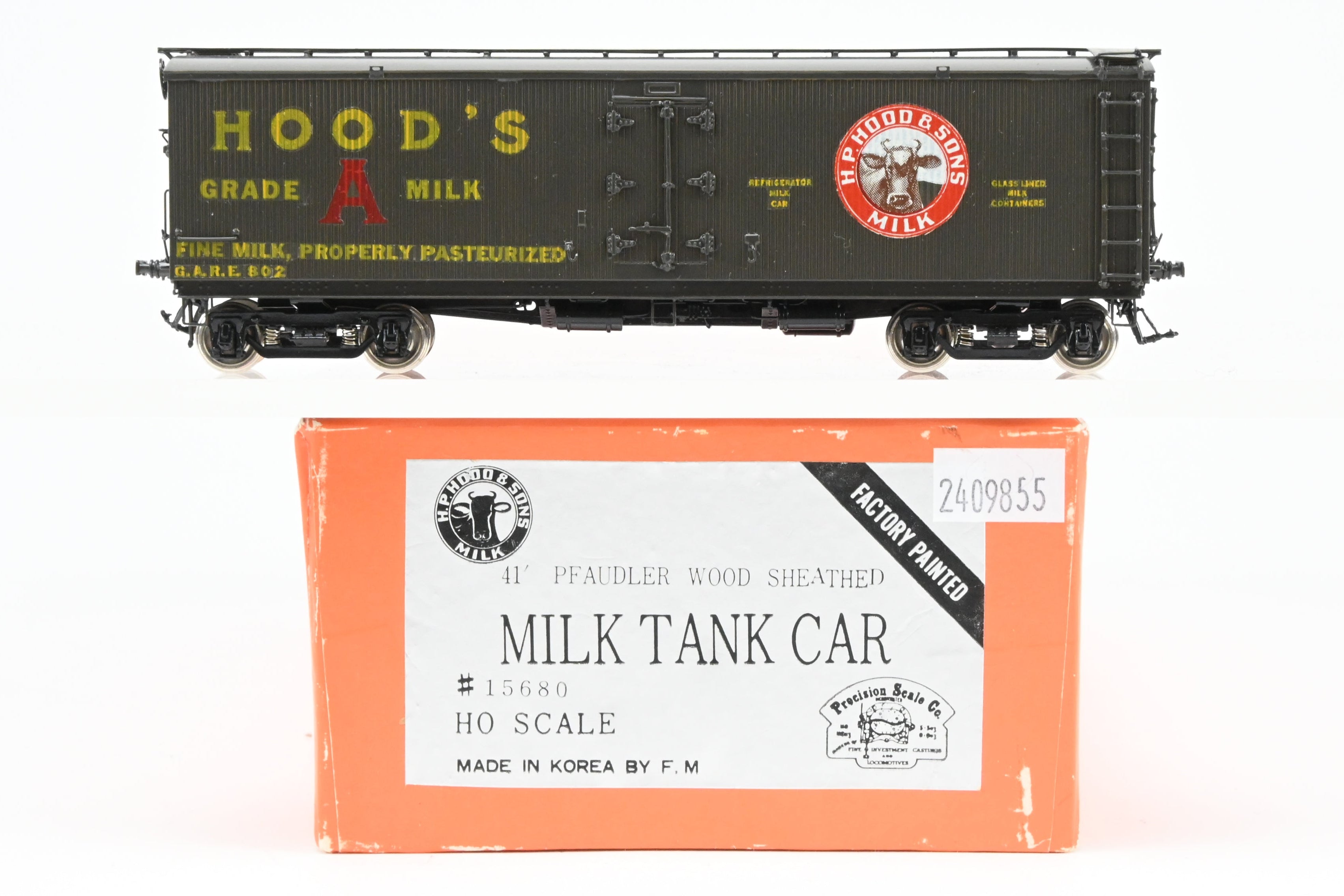 HO Brass Precision Scale Co. 41' Pfaudler Wood Sheath Milk Tank Car Hoods FP No. 802