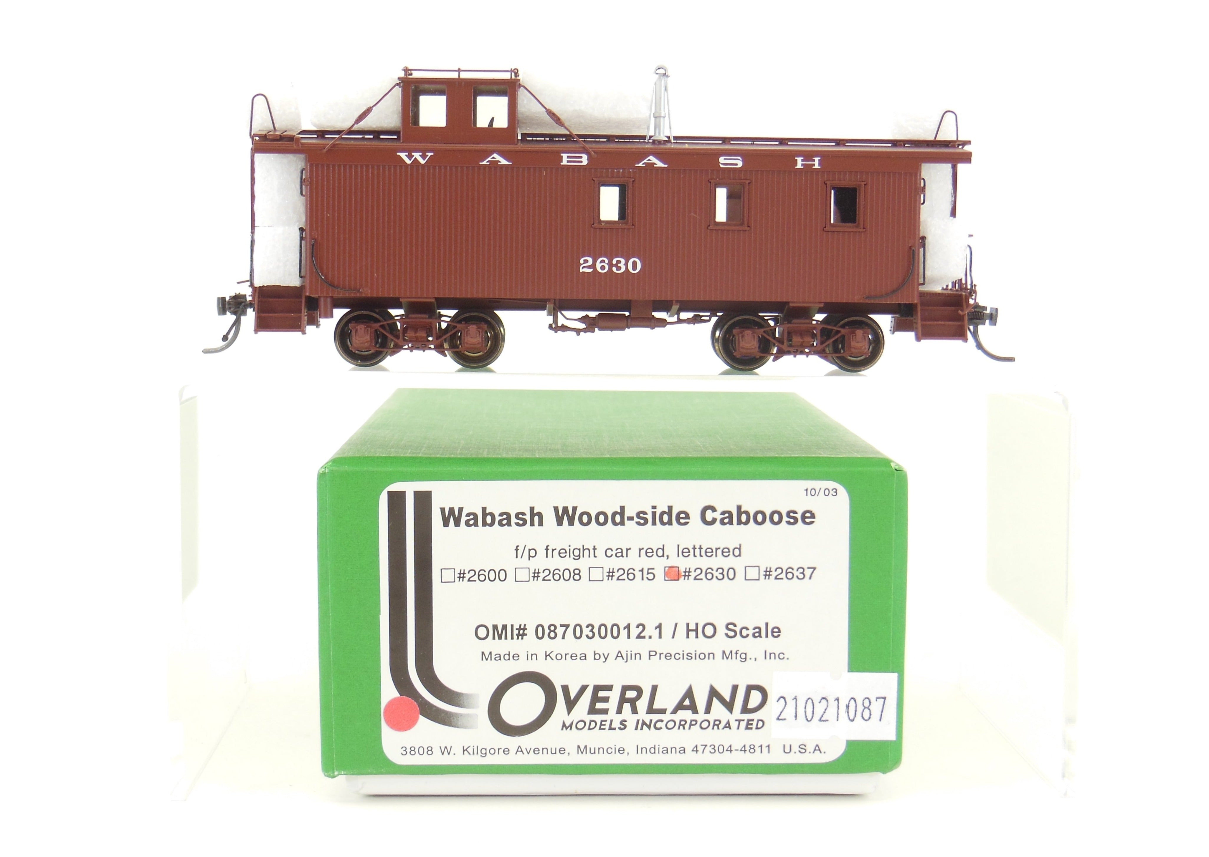 HO Scale Brass Wabash Wood Side Caboose FP #2630 Model by Overland Models, Inc. (OMI)
