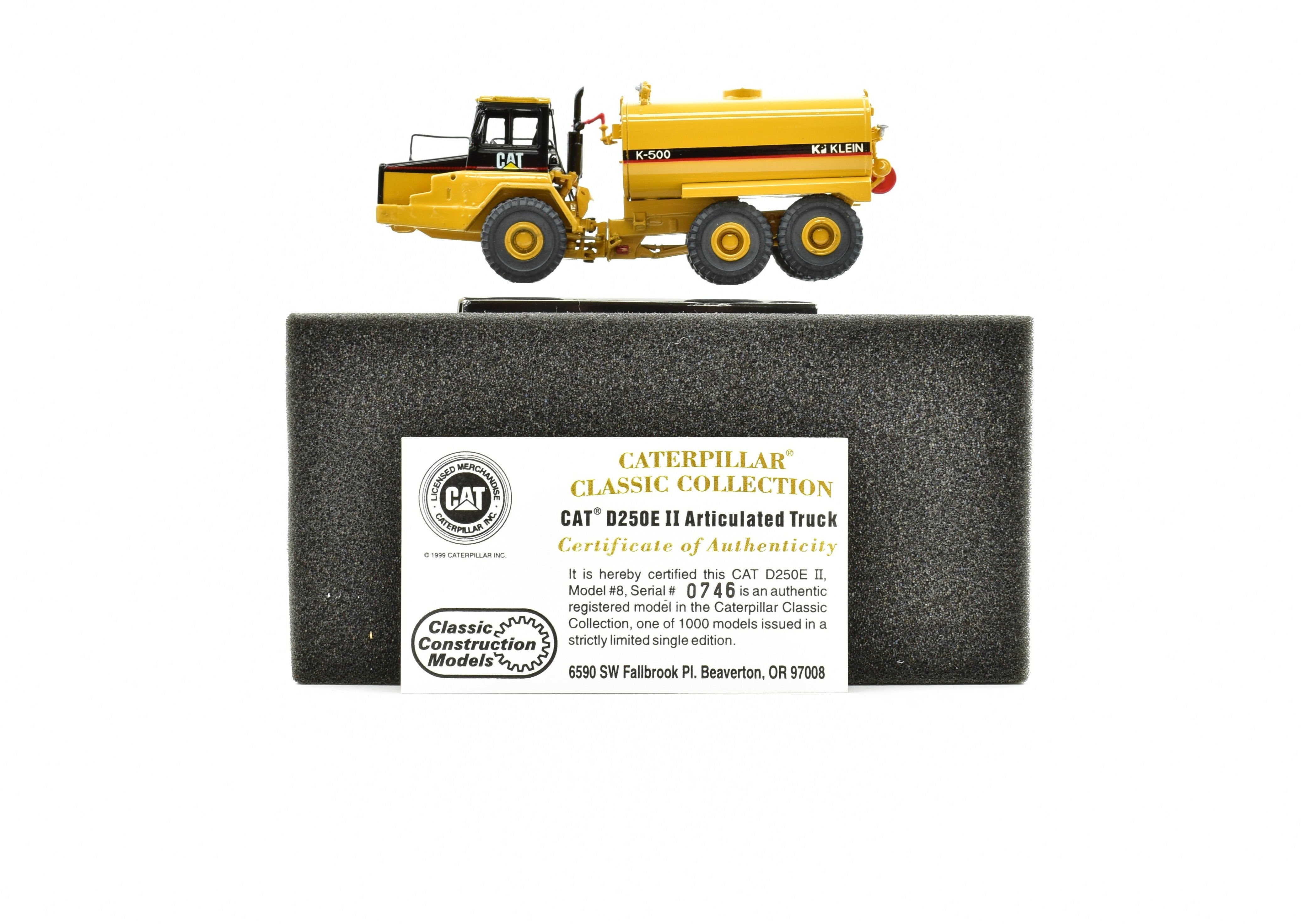 1999 HO Brass CON Zycon K500 Caterpillar D250E II Articulated Truck w/ Klein Water Tank