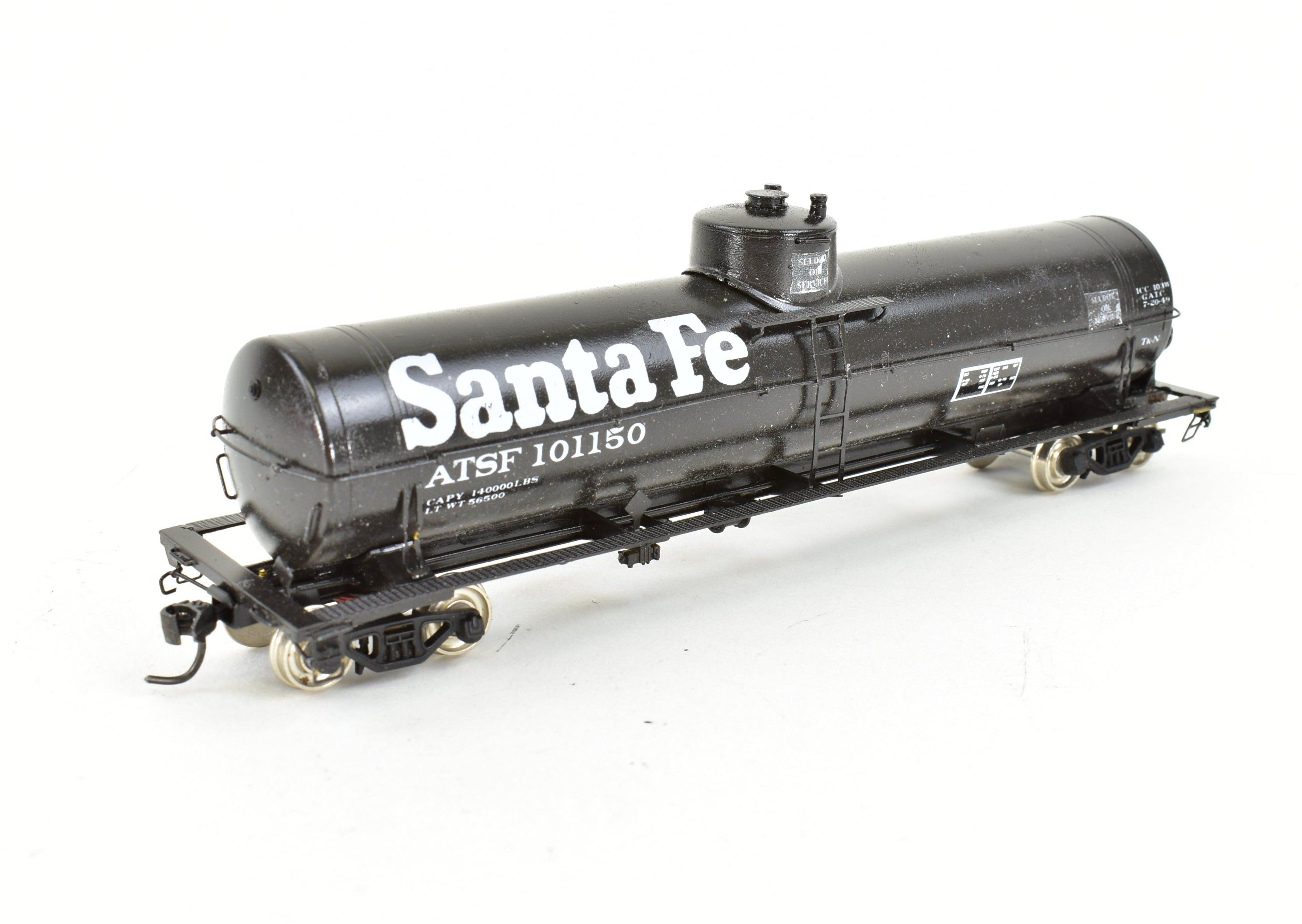 HO Scale Brass Precision Scale Co. 16,000 Gallon Tank Car Professionally Painted in ATSF - Santa Fe Style