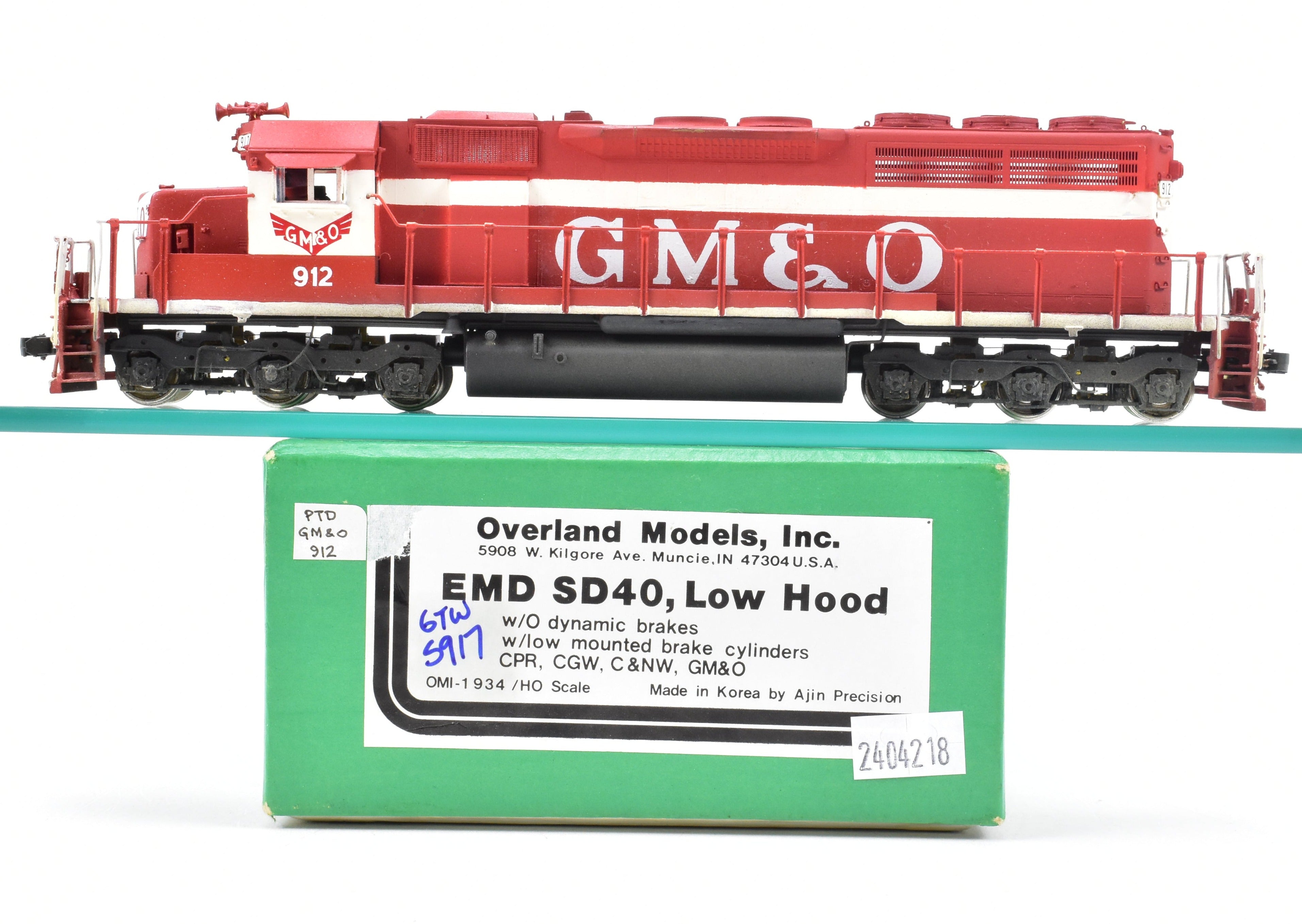 HO Scale Brass GM&O EMD SD40 C/P No. 912 by Overland Models w/ Light Weathering