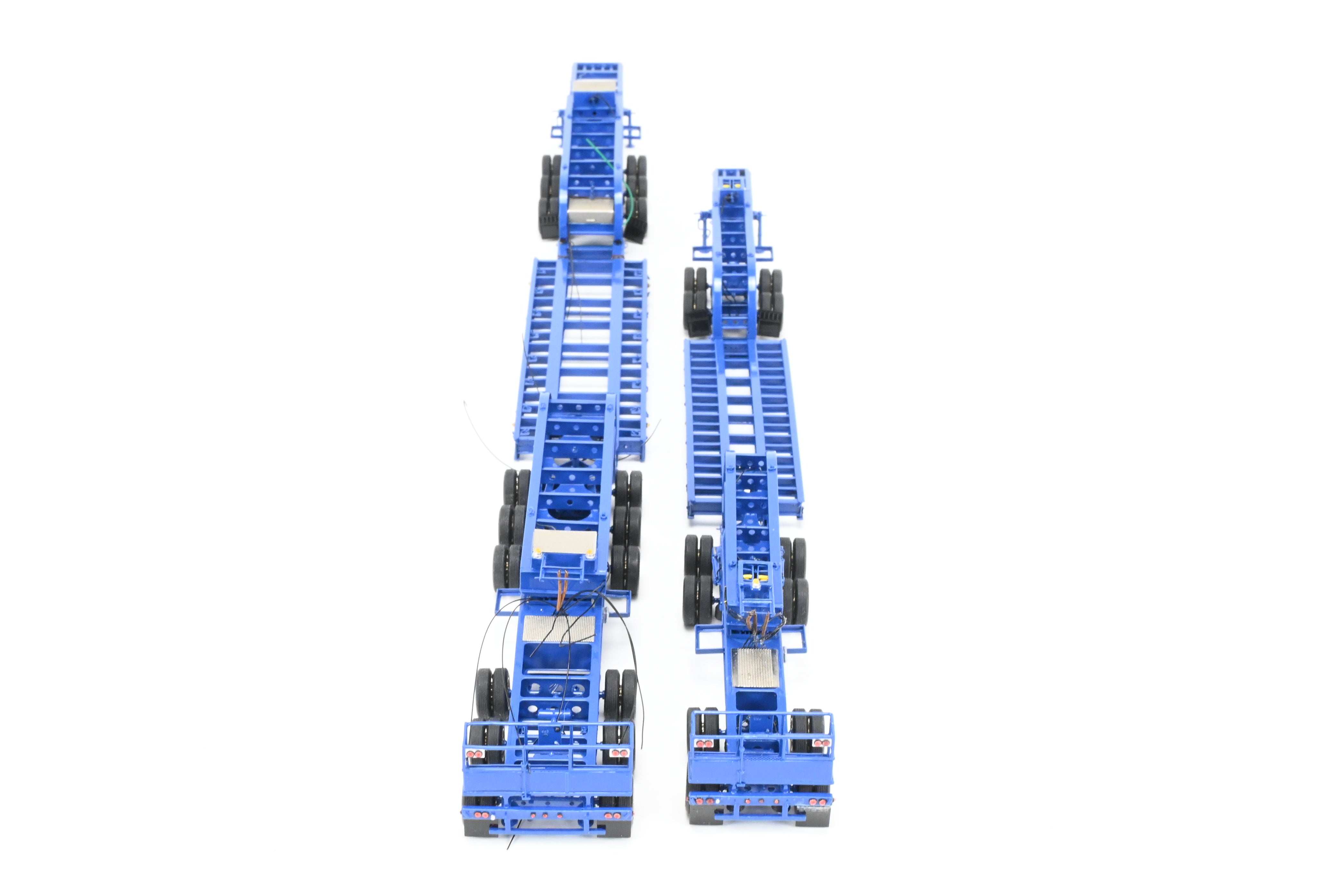 HO Scale Brass Construction OMI - Overland Models, Inc. Nelson Miller Transfer Extremely Rare One-of-a-Kind Pilot Models of 6-Axle and 9-Axle Heavy Haul Trailers in FP Blue, Never Produced