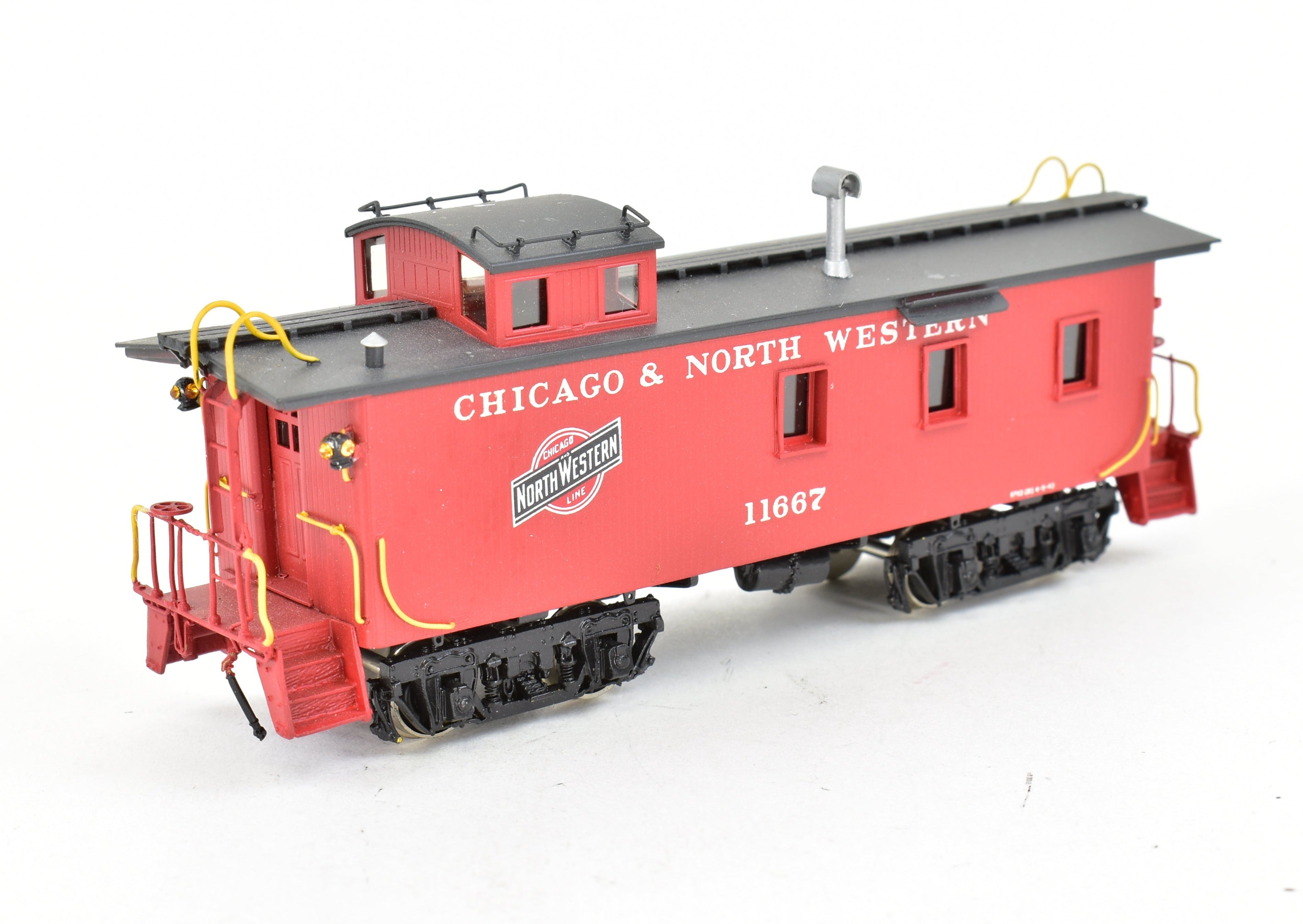 HO Scale Brass Chicago & North Western (C&NW) Wood Caboose with Number Board Version CP by Overland Models, Inc. (OMI)